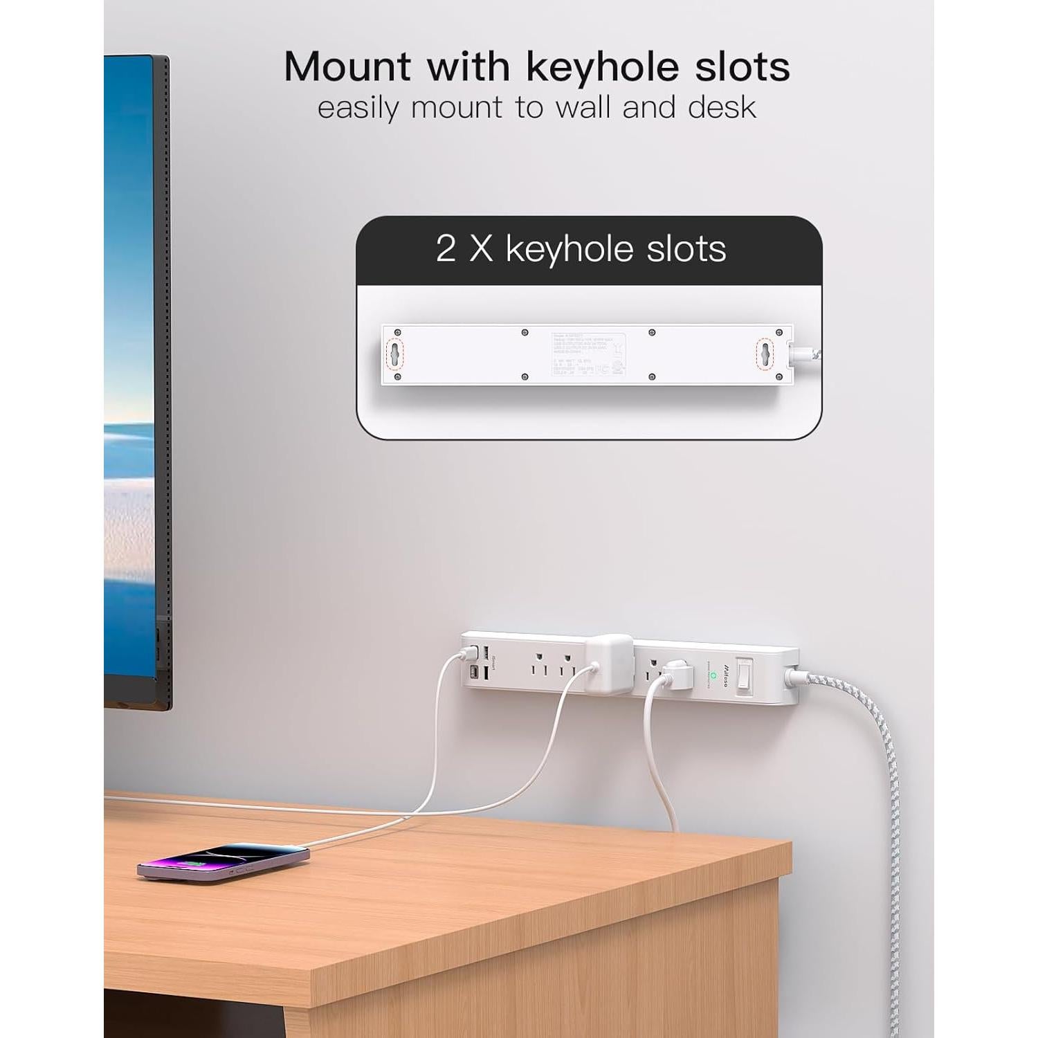 Regleta de Energía MIFASOPOWER 3m 6 Salidas AC 4 USB-C