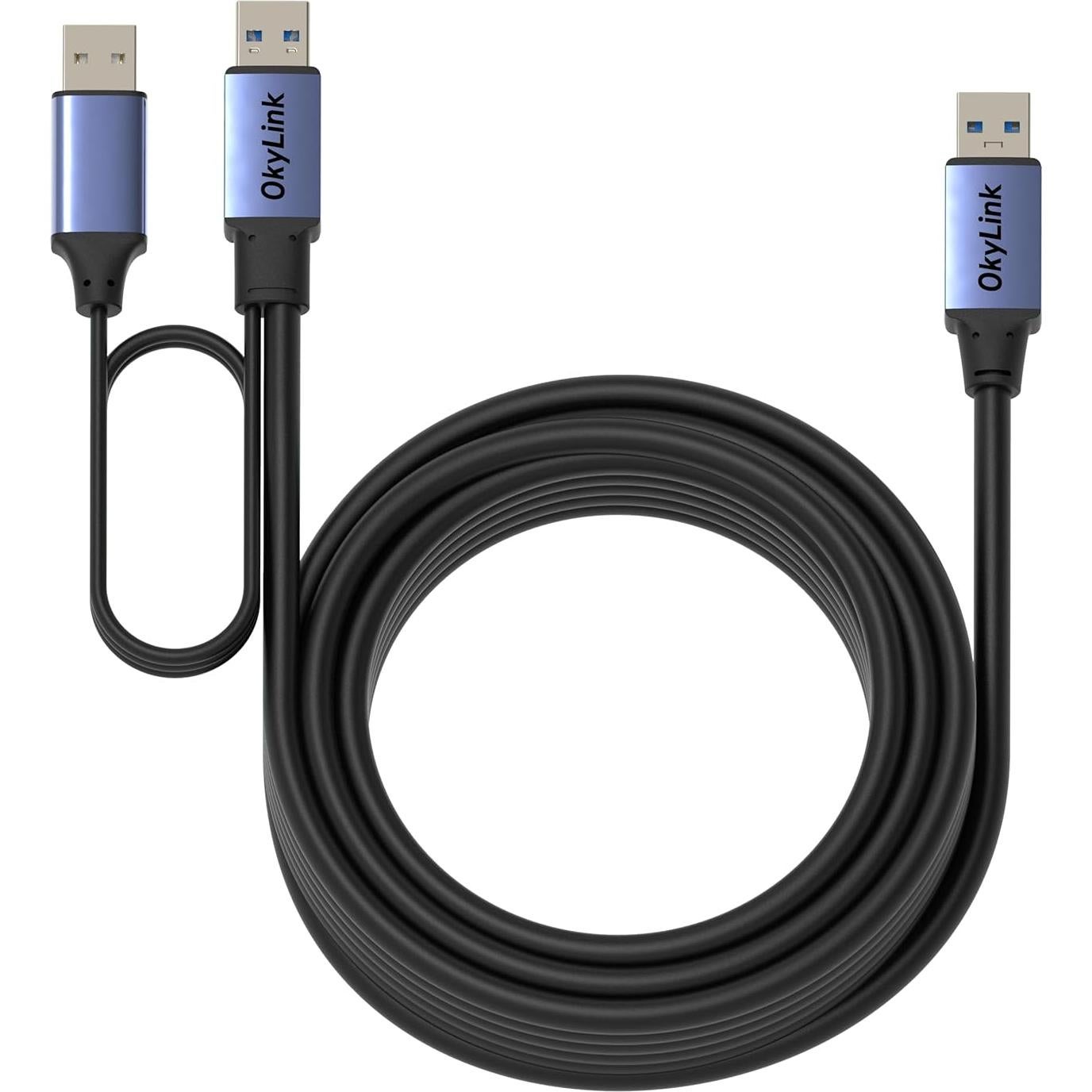 Cable de Extensión USB 3.0 OKYLINK 9.75m Gris Alta Velocidad
