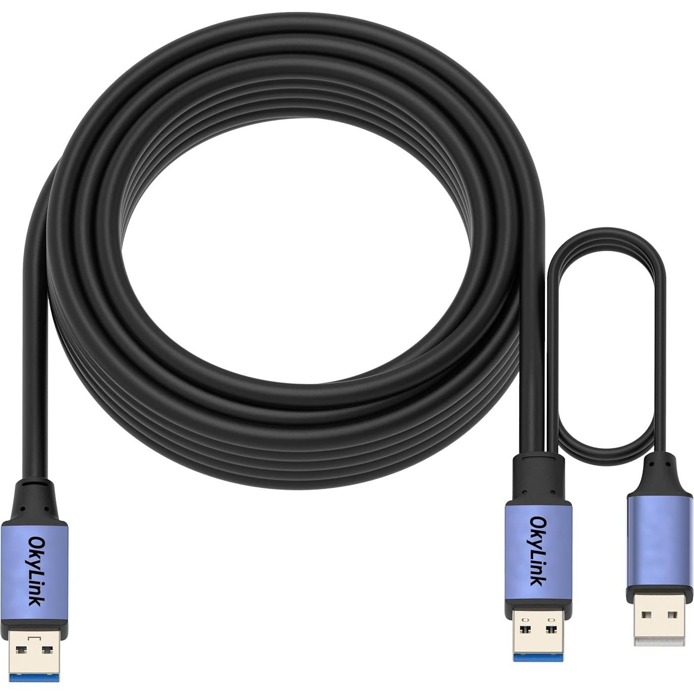 Cable de Extensión USB 3.0 OKYLINK 9.75m Gris Alta Velocidad