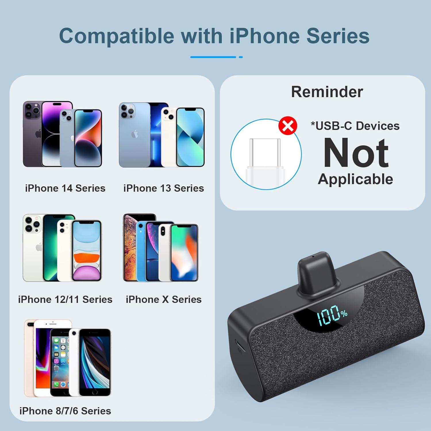 Cargador Portátil Power Bank 5200mAh para iPhone - Carga Rápida 20W