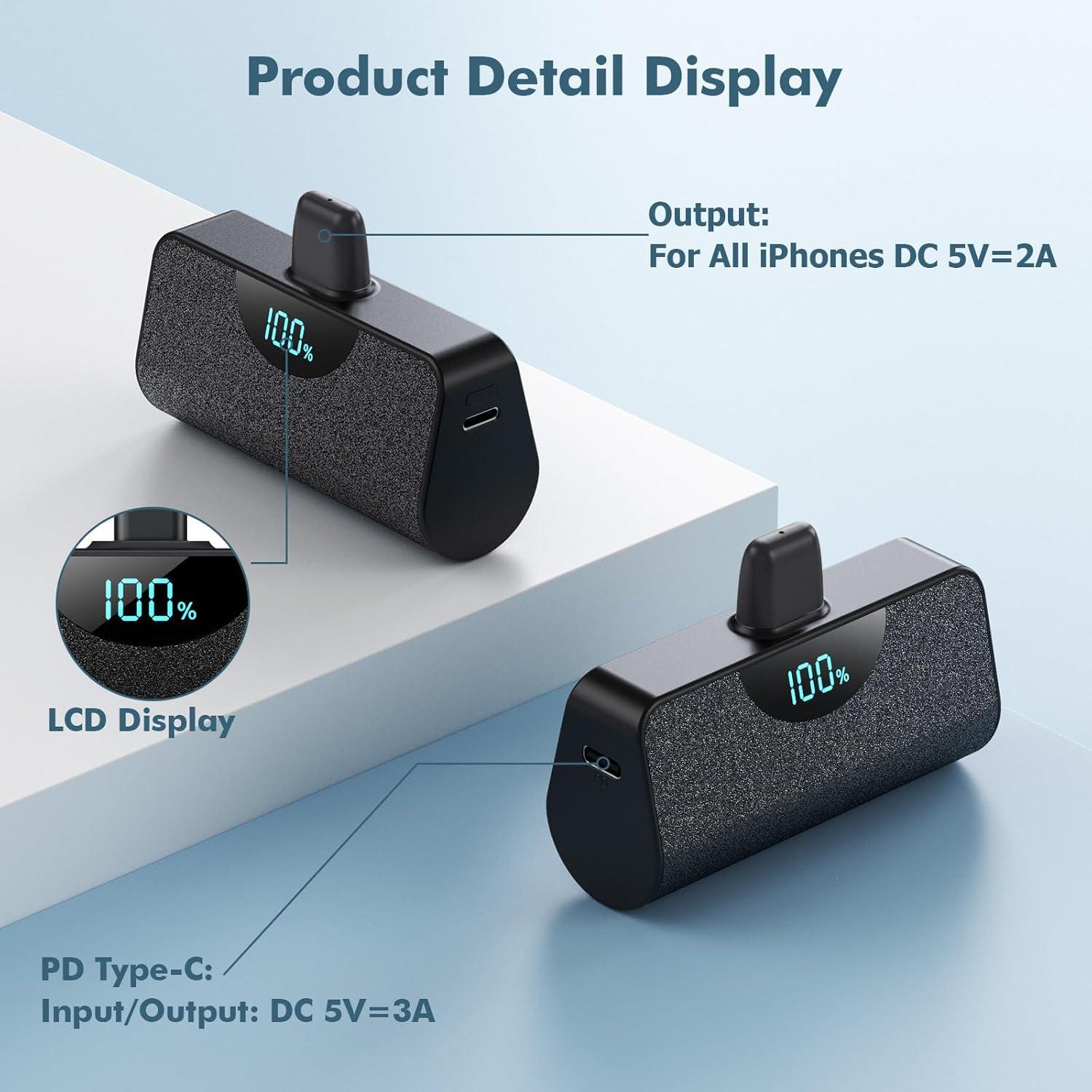 Cargador Portátil Power Bank 5200mAh para iPhone - Carga Rápida 20W