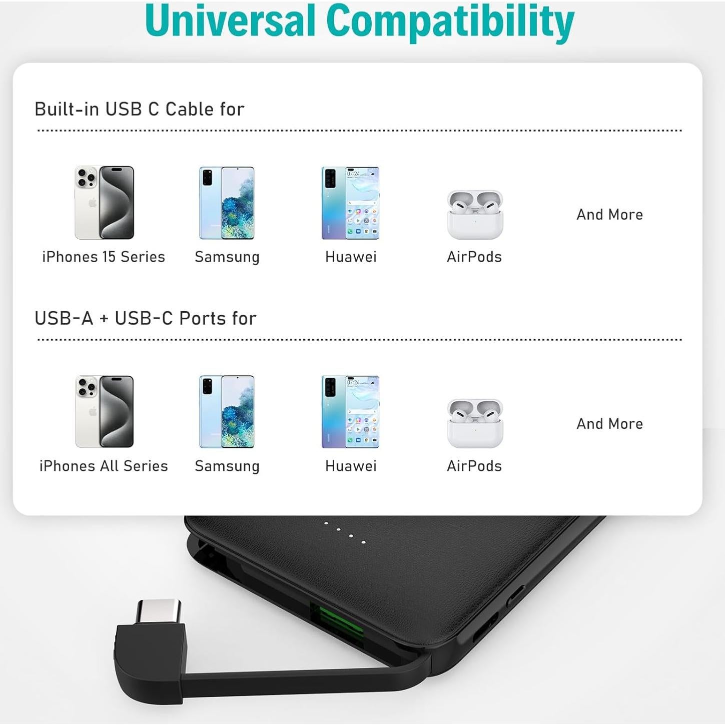 Cargador Portátil Sethruki 6000mAh Carga Rápida 20W USB-C