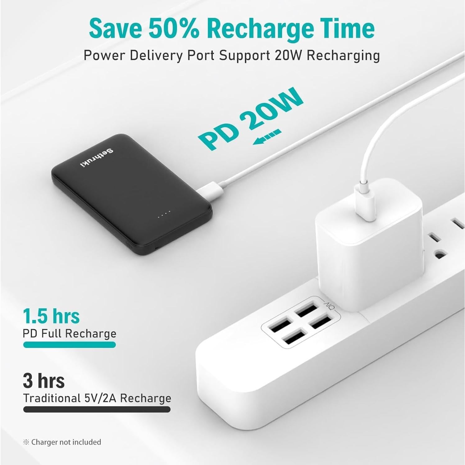 Cargador Portátil Sethruki 6000mAh Carga Rápida 20W USB-C