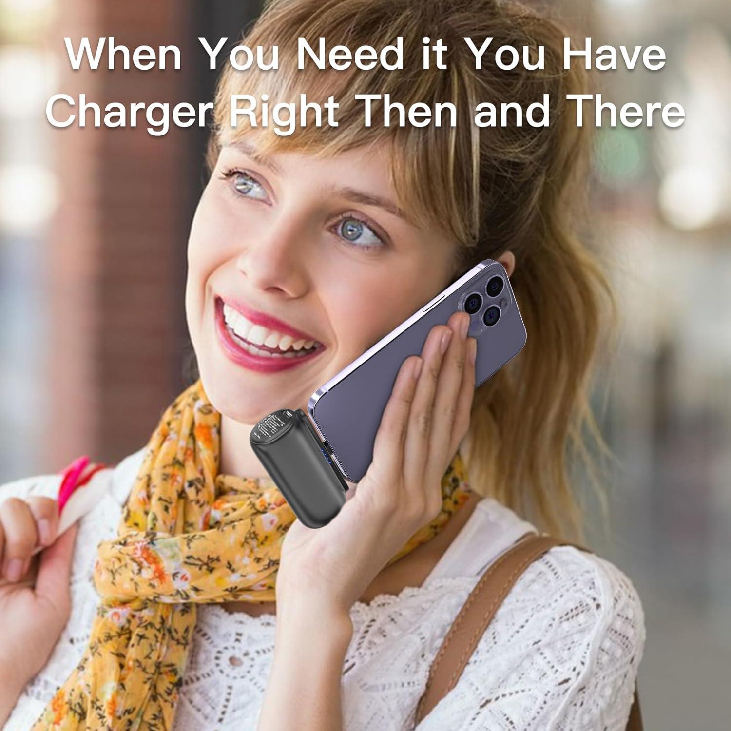 Cargador Portátil 5500mAh para iPhone - Negro y Rosa