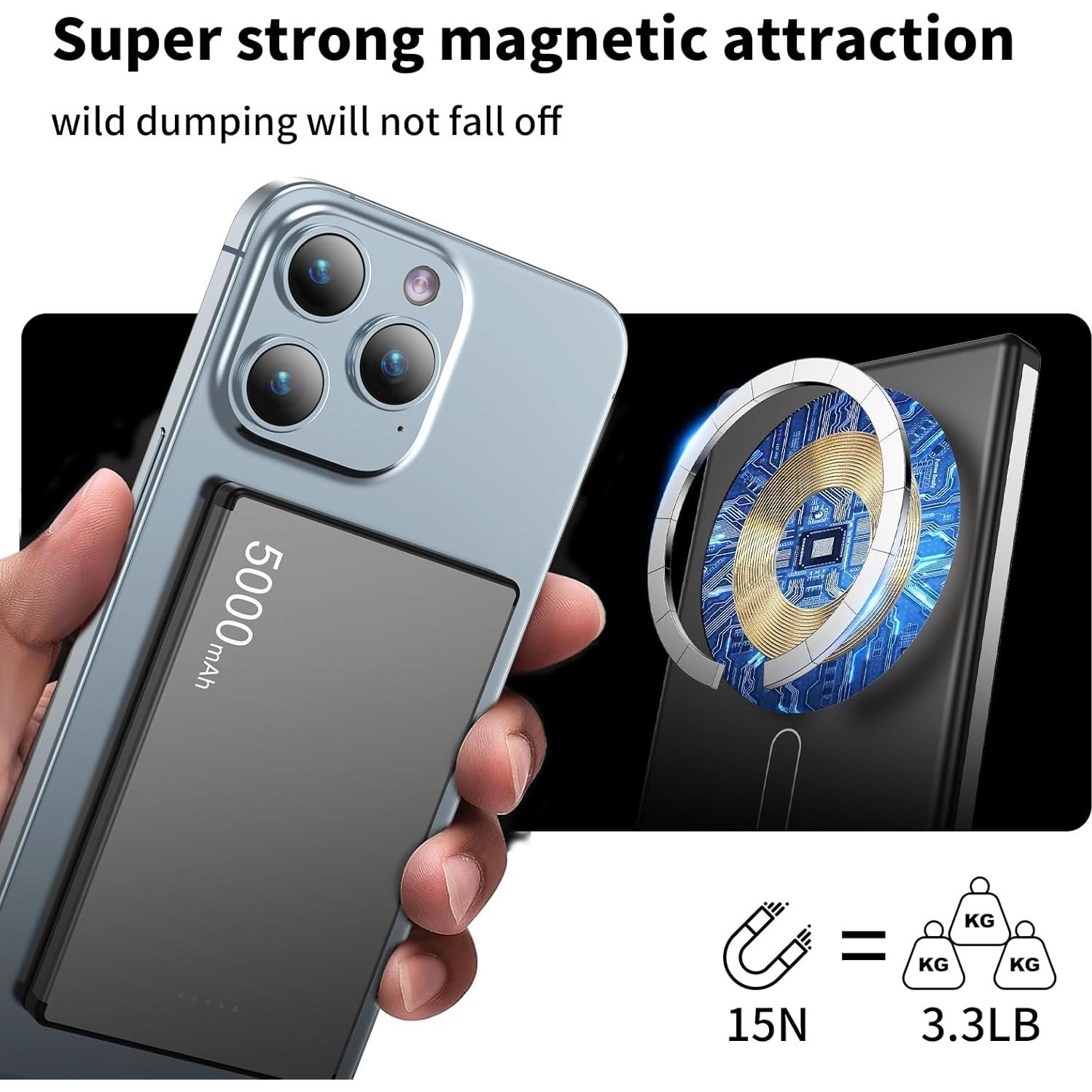 Cargador Portátil Magnético 5000mAh MagSafe USB-C 20W Gris