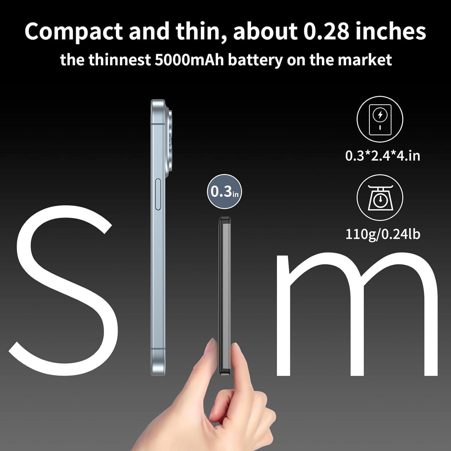 Cargador Portátil Magnético 5000mAh MagSafe USB-C 20W Gris