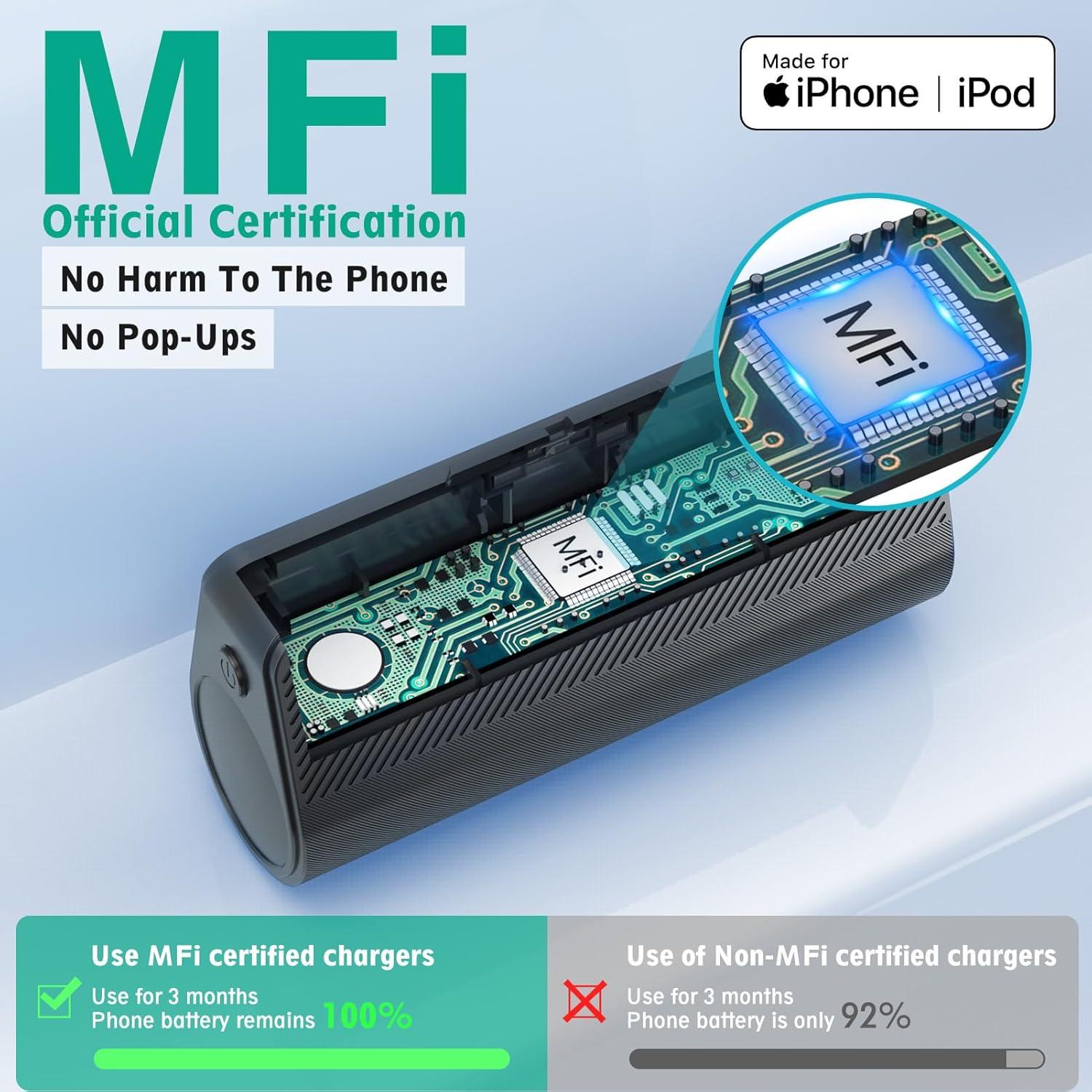 Cargador Portátil KKD 5000mAh MFi para iPhone Negro