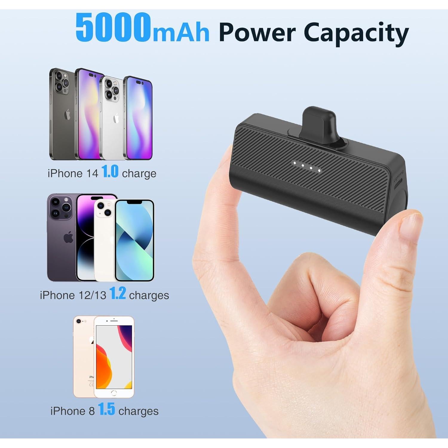 Cargador Portátil KKD 5000mAh MFi para iPhone Negro