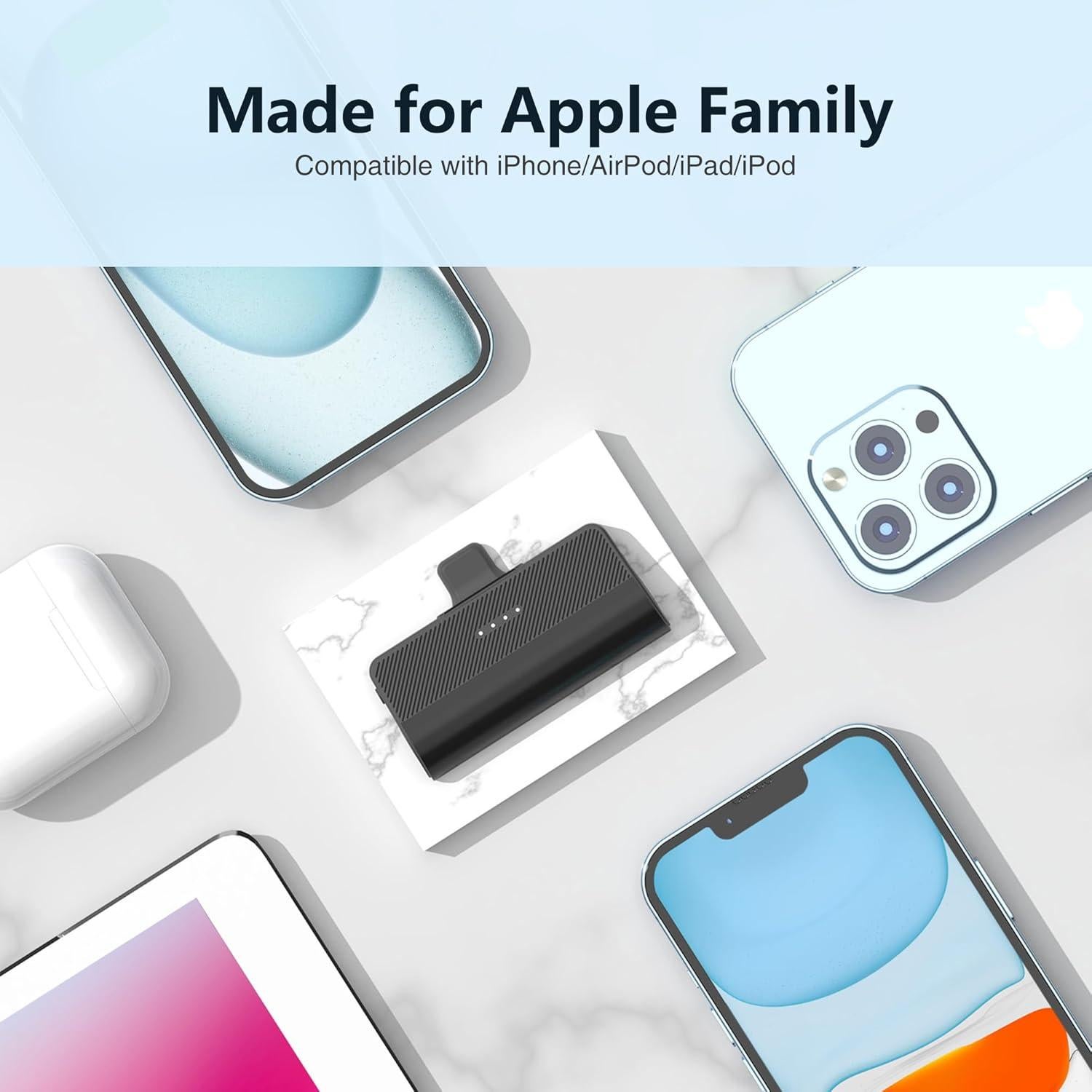 Cargador Portátil KKD 5000mAh MFi para iPhone Negro