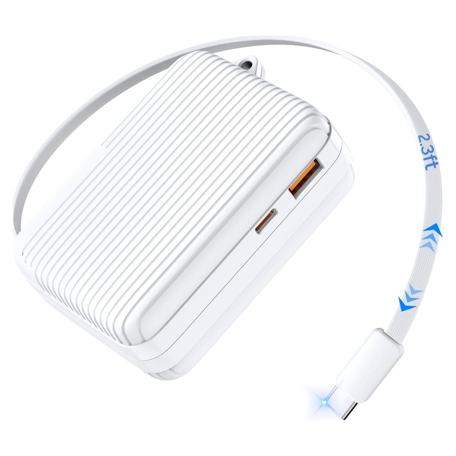 Cargador Portátil YKZ 10000mAh con Cable USB-C Retráctil