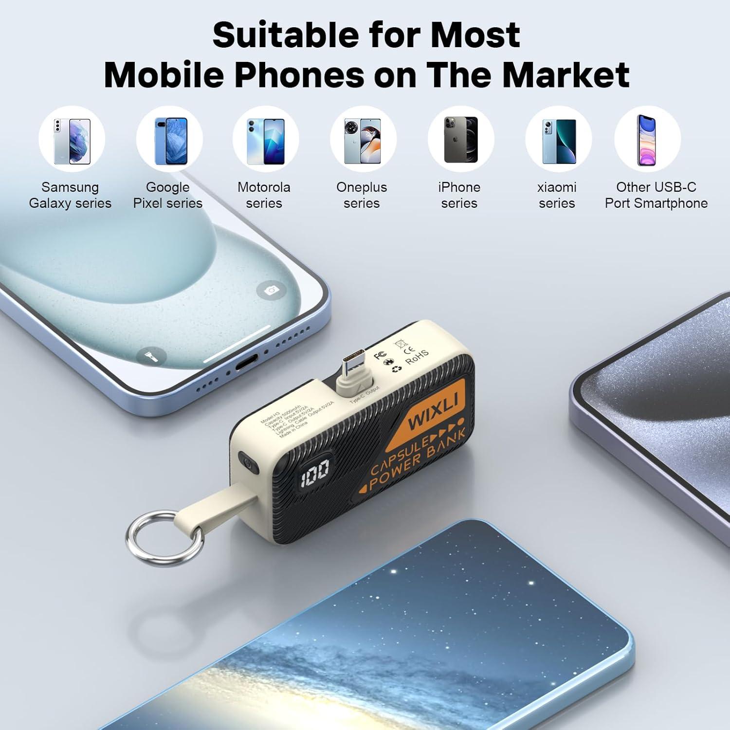 Cargador Portátil WIXLI H3 5000mAh USB-C para iPhone 15/16