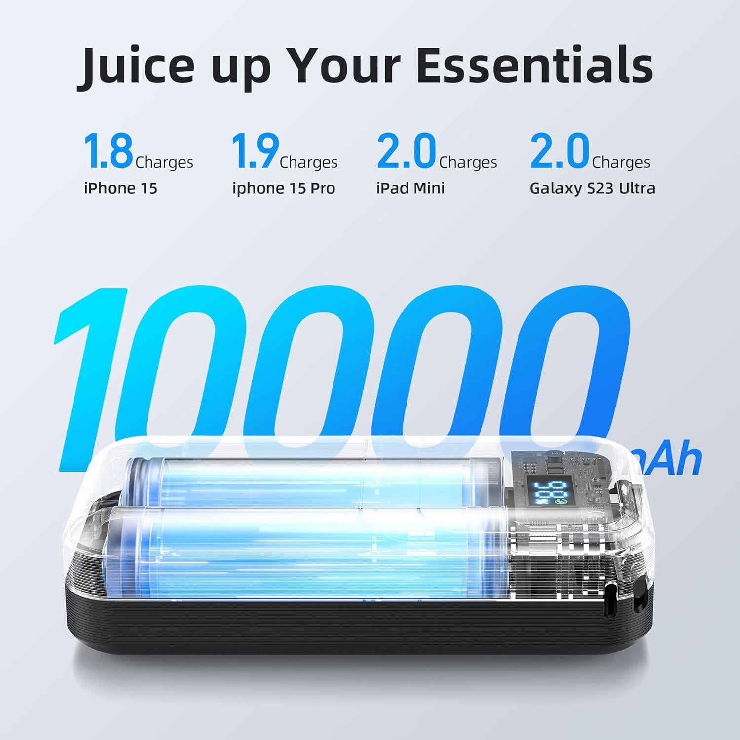 Cargador Portátil MOKiN 10000mAh Carga Rápida 30W USB-C Negro