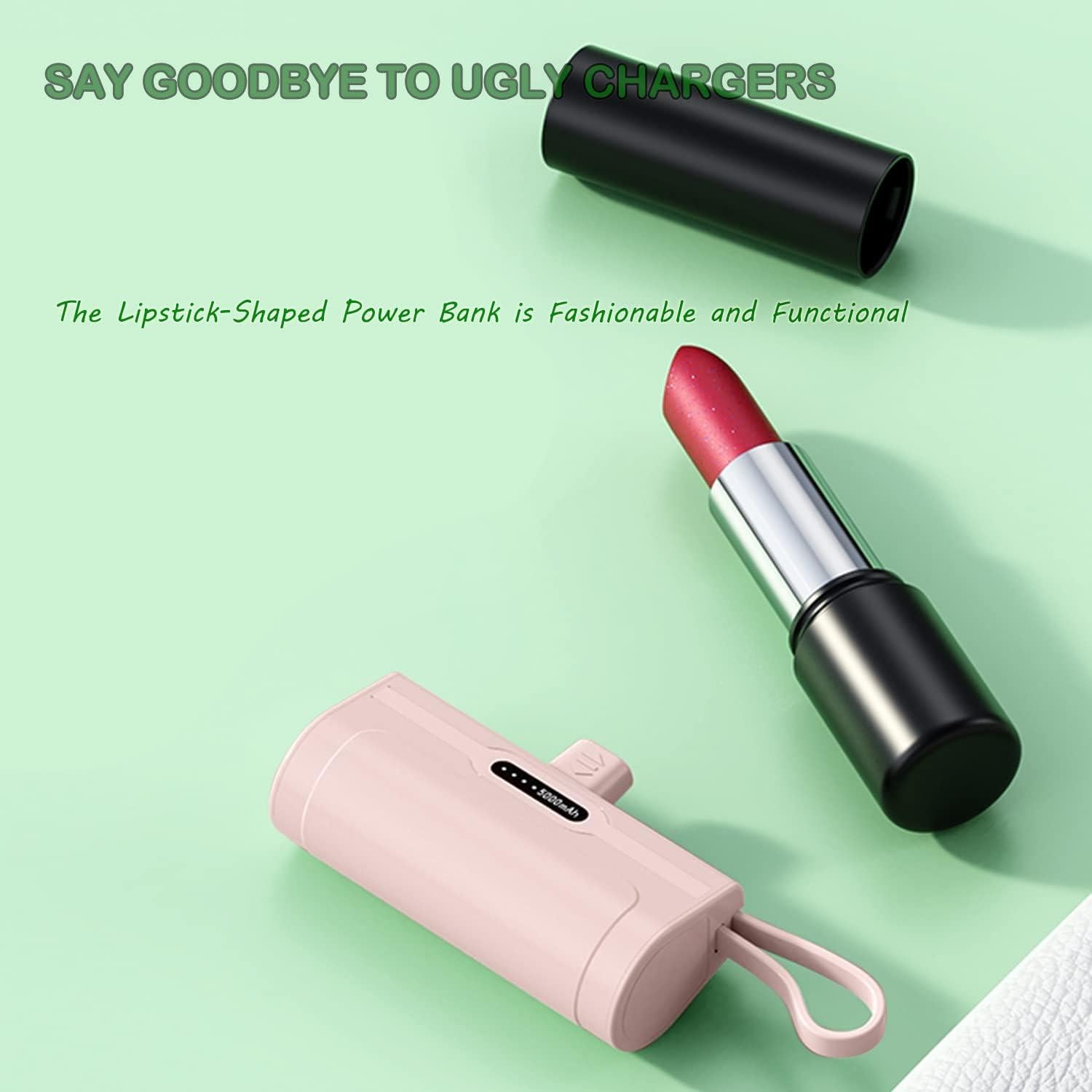 Cargador Portátil Power Bank 4800mAh Rosa para iPhone y USB-C