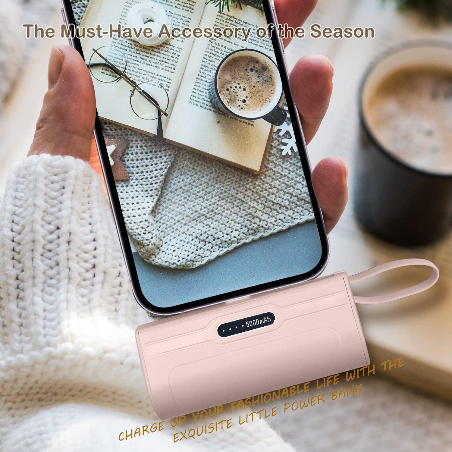 Cargador Portátil Power Bank 4800mAh Rosa para iPhone y USB-C
