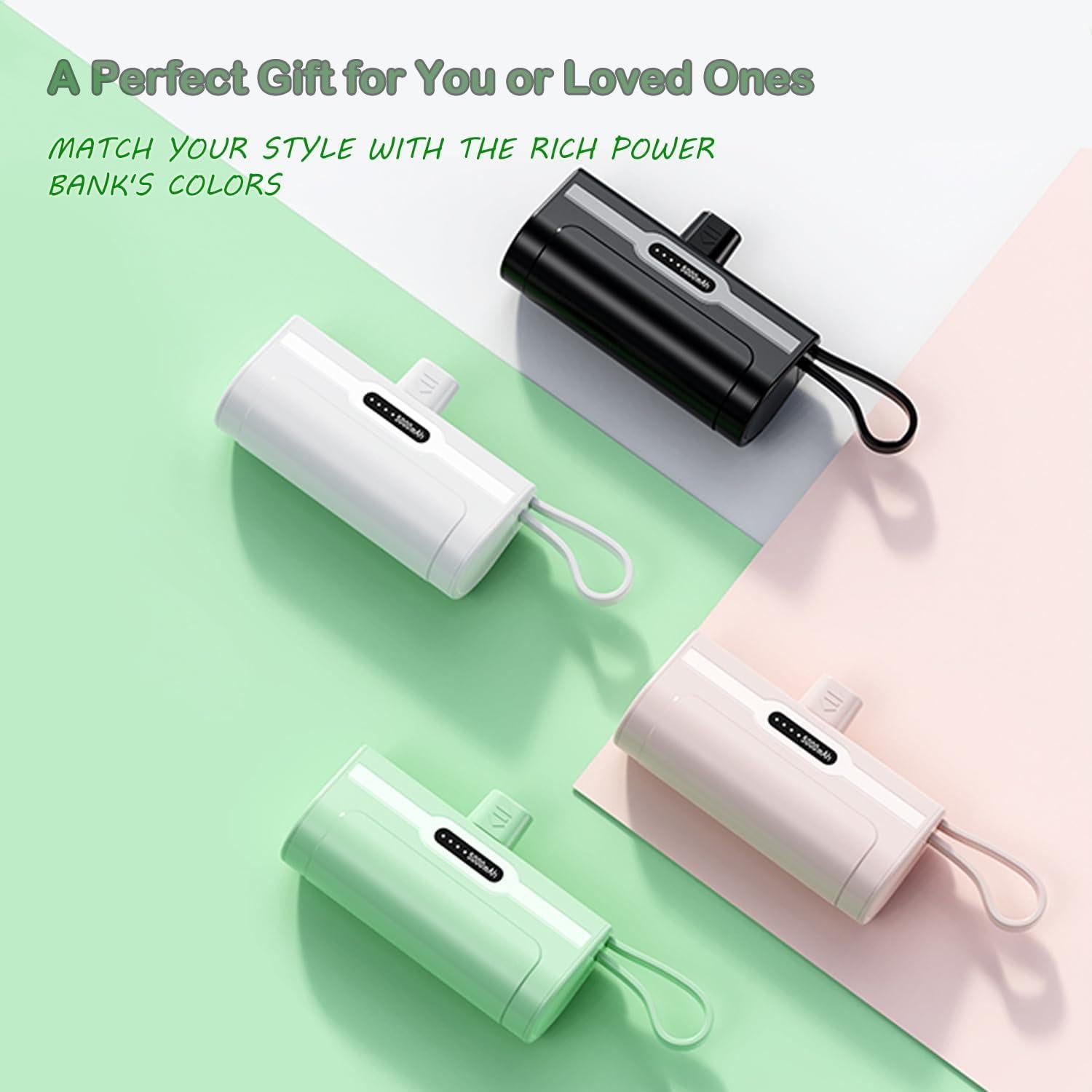 Cargador Portátil Power Bank 4800mAh Rosa para iPhone y USB-C