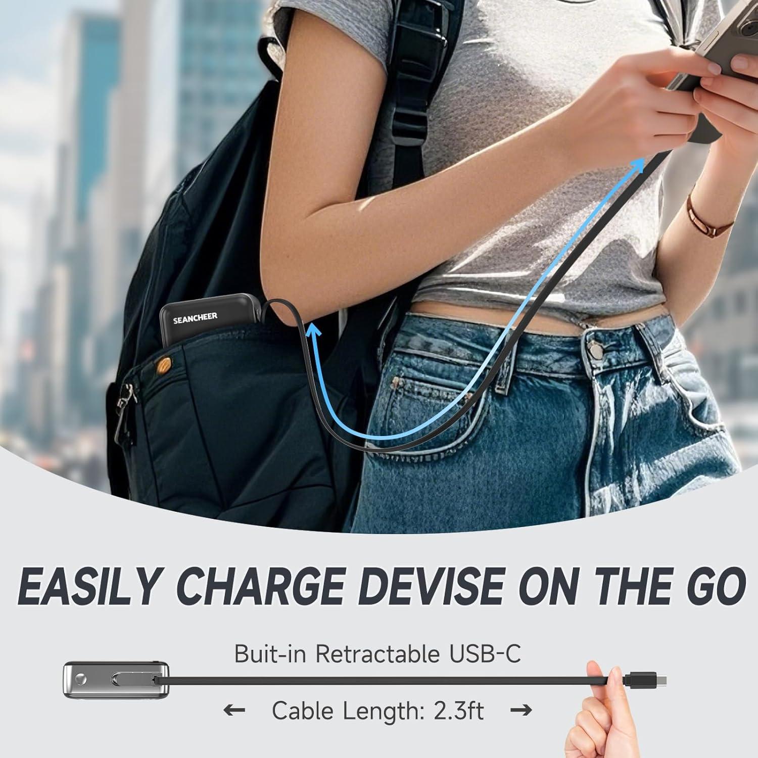 Banco de Poder SEANCHEER 10000mAh Carga Rápida USB-C 22.5W