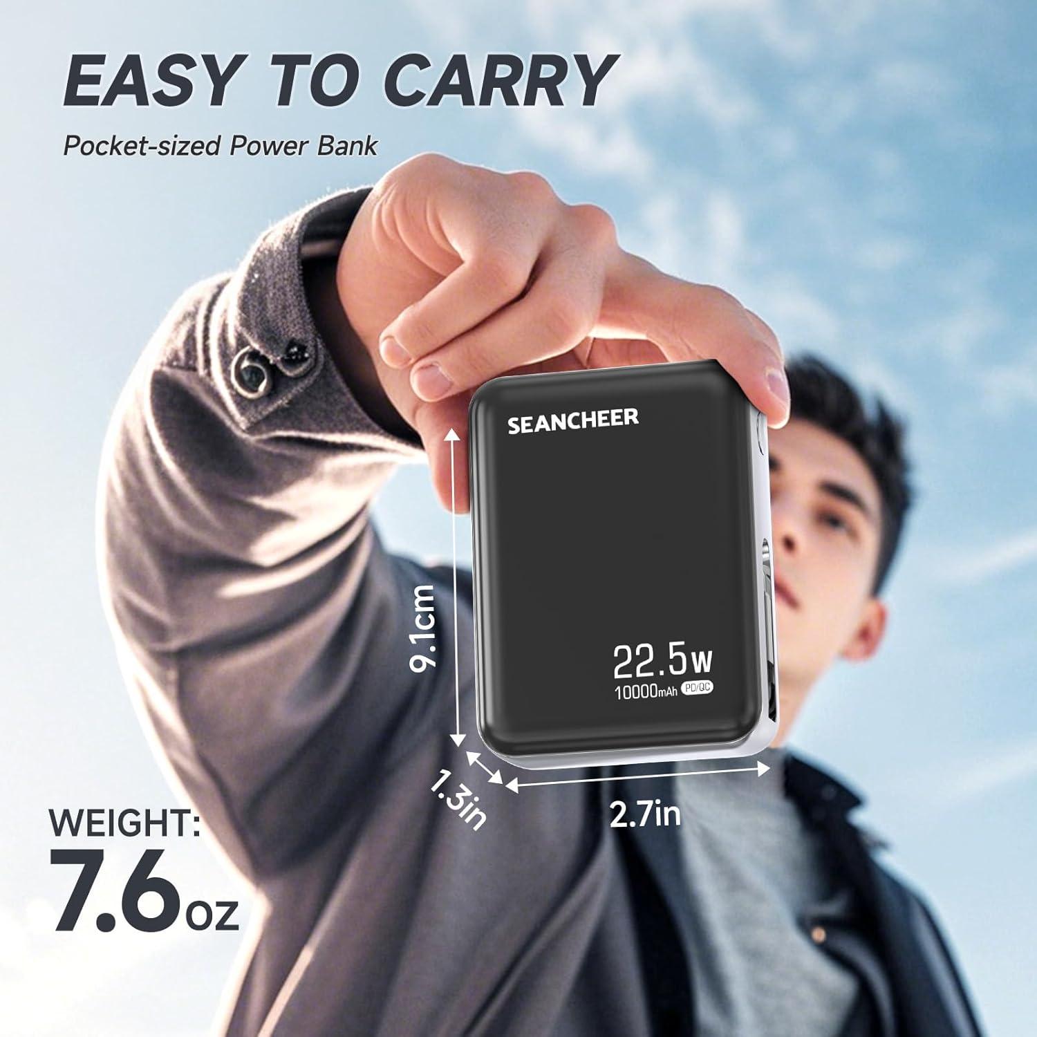 Banco de Poder SEANCHEER 10000mAh Carga Rápida USB-C 22.5W