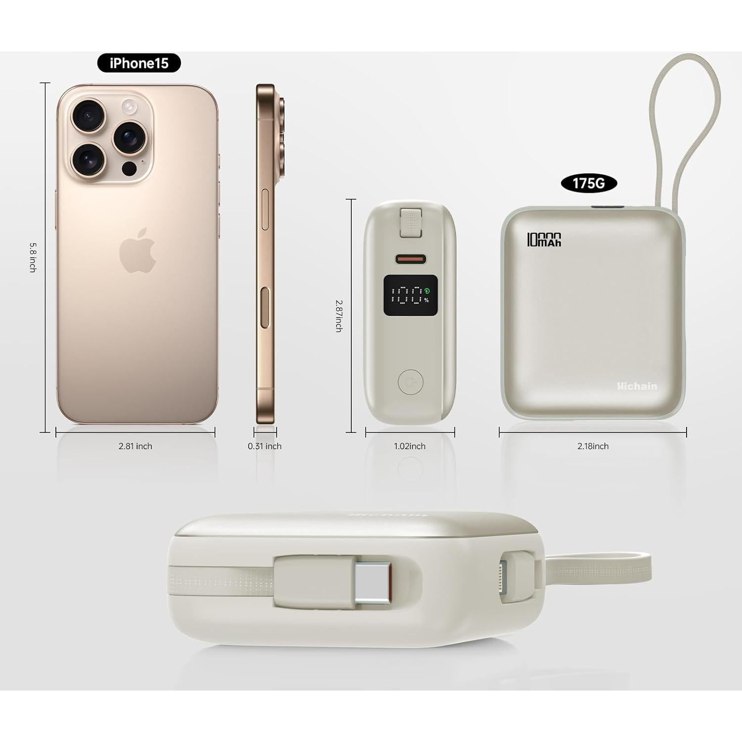 Cargador Portátil Hichain 10000mAh 22.5W USB-C Oro