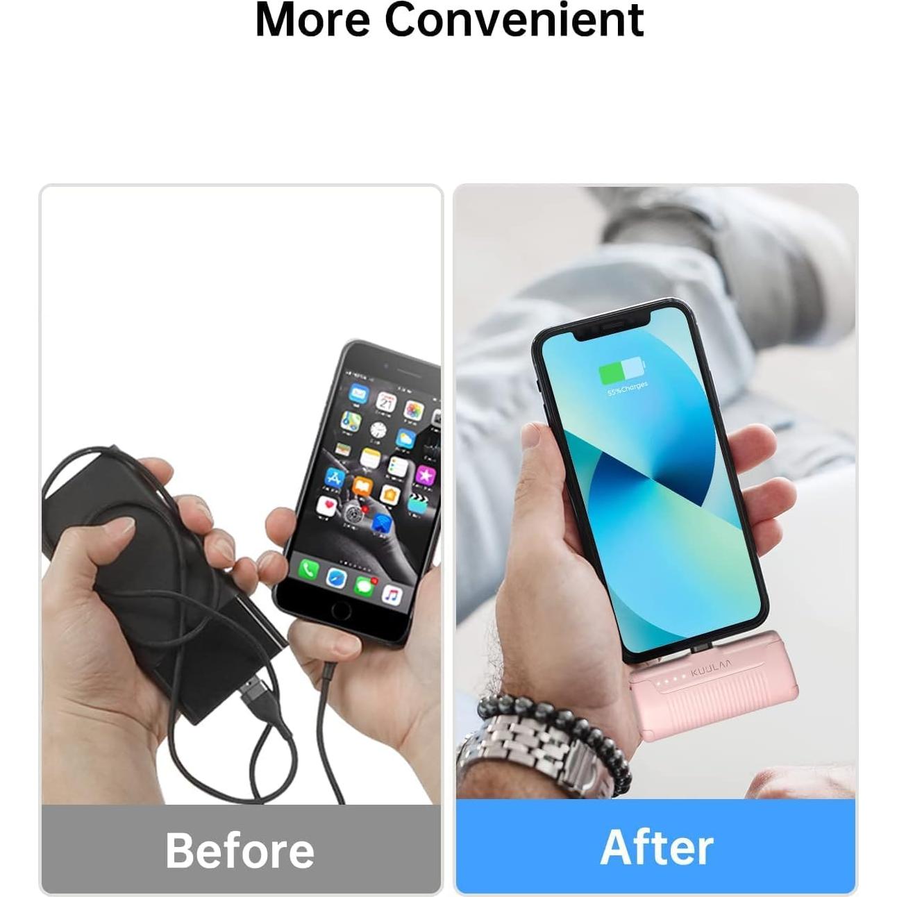 Cargador Portátil Kuulaa 4500mAh Rosa para iPhone