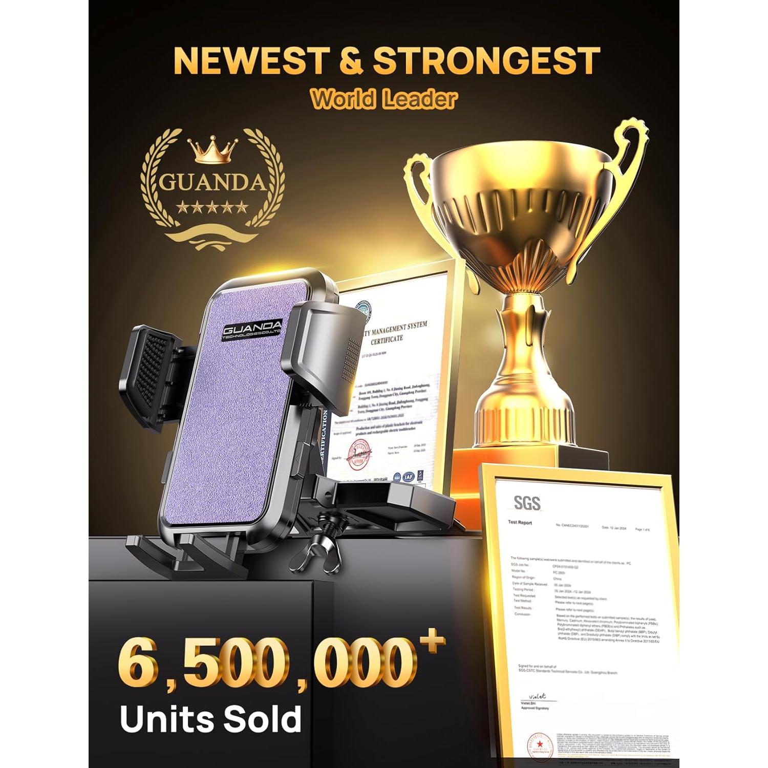 Soporte para Teléfono de CD Guanda Ajustable 360° - Púrpura Claro