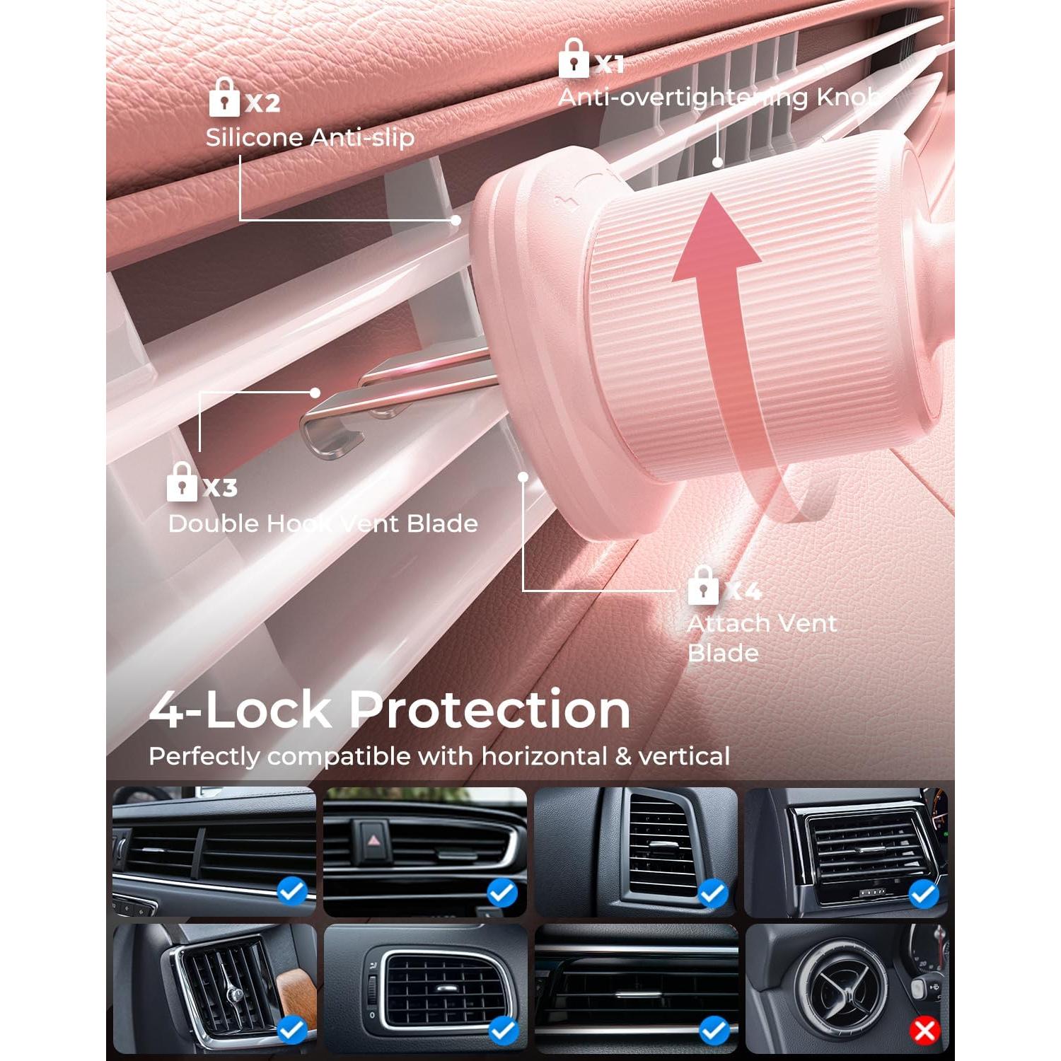 Soporte para Teléfono MRGLAS 2025 Rosa Universal para Auto