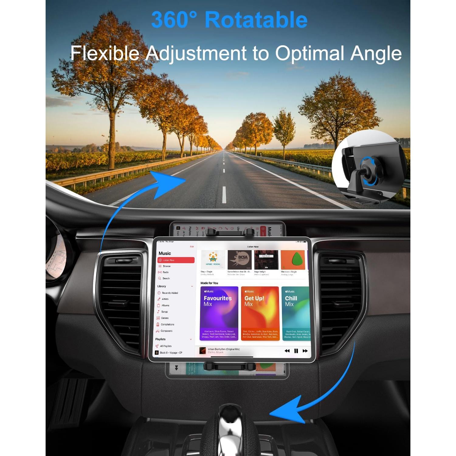 Soporte de Tablet para Ranura de CD Kolasels 4-13" Ajustable