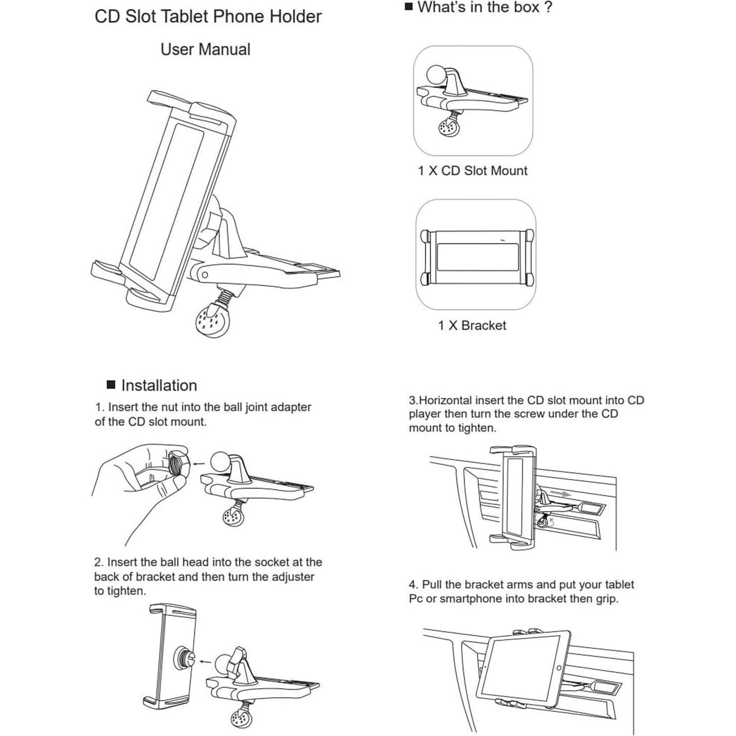 Soporte de Tablet para Ranura de CD Kolasels 4-13" Ajustable
