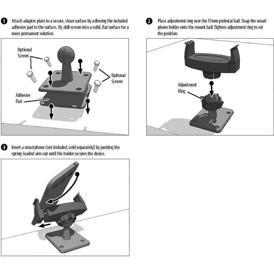 Soporte Universal para Smartphone ARKON MG2APAMPSVHB - Adhesivo y Taladro