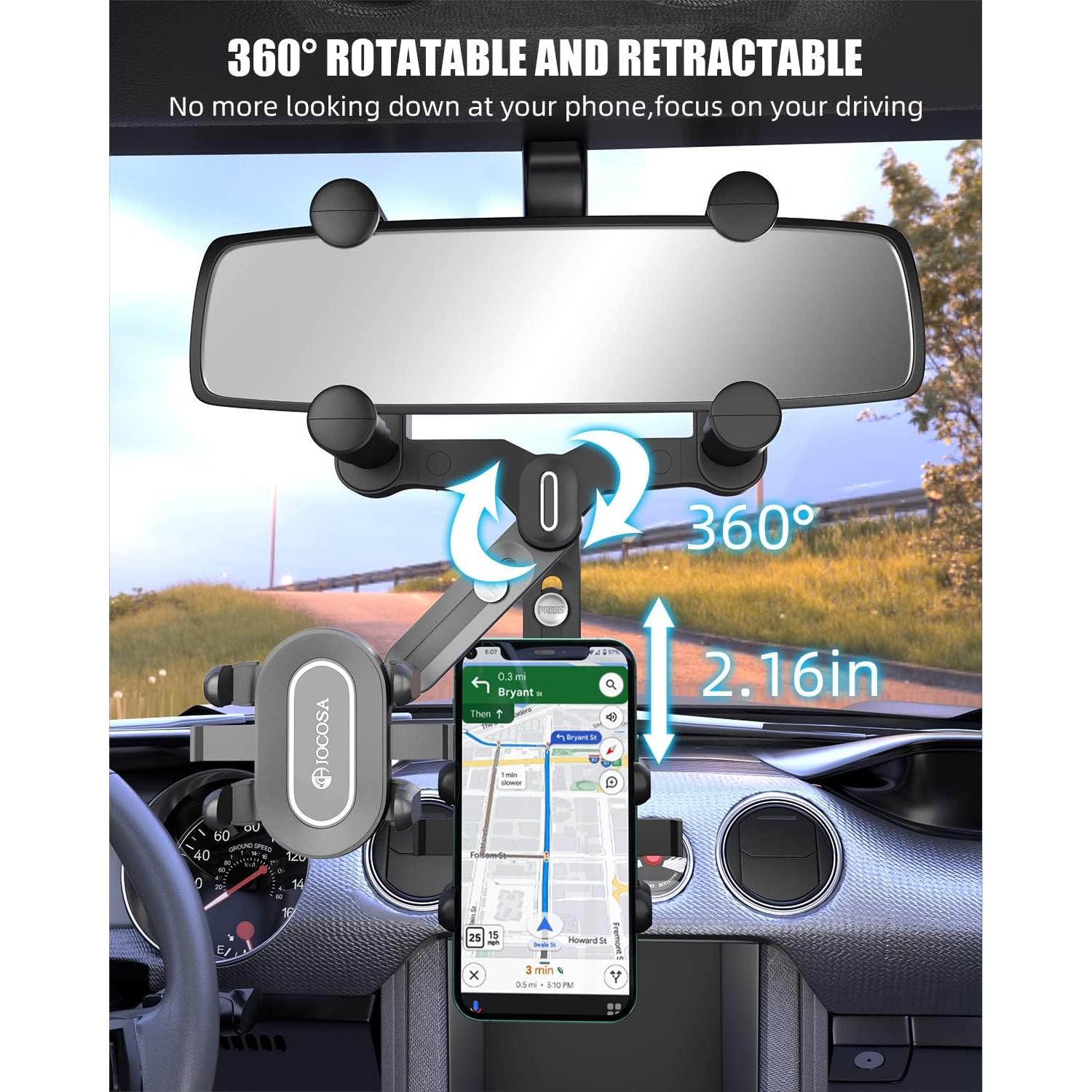 Soporte para Teléfono JOCOSA en Espejo Retrovisor 360°