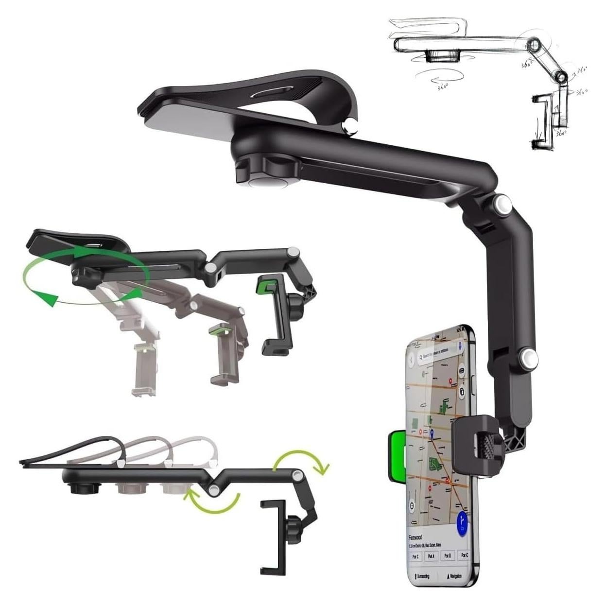 Soporte para Teléfono de Coche FTETSY Rotatable Verde 2024