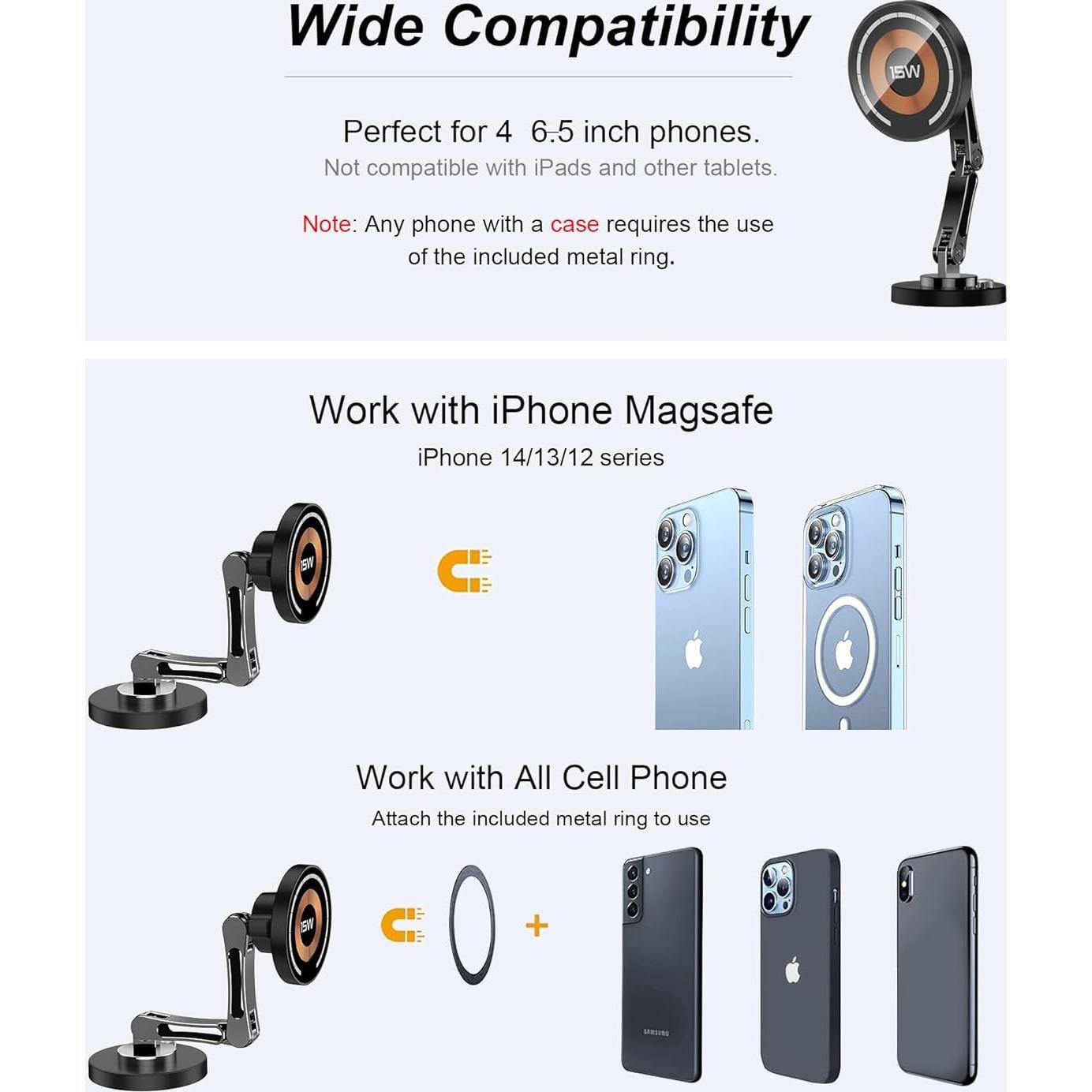 Cargador Inalámbrico para Auto Magnético 15W Magnpter