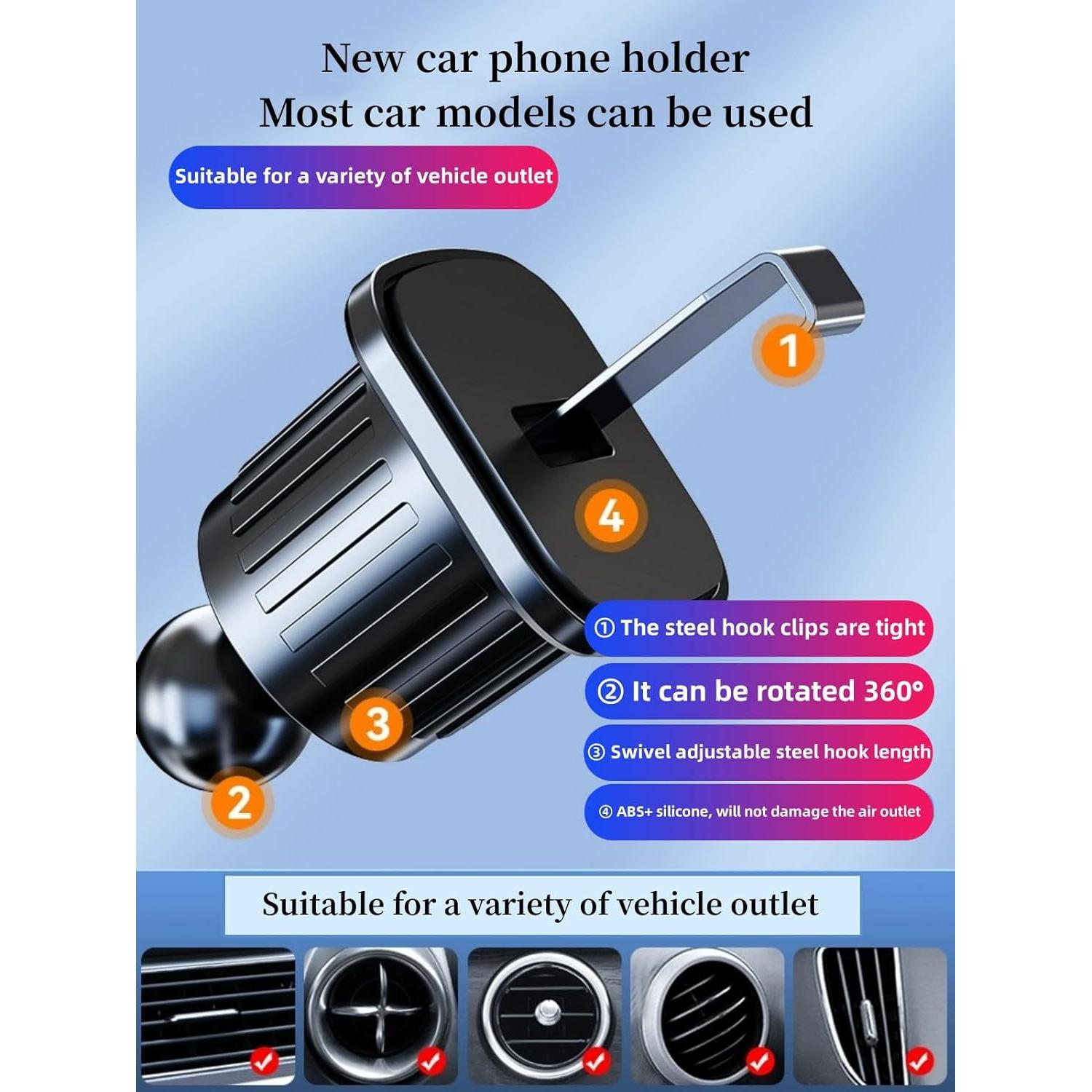 Soporte para Teléfono de Coche NIJIZS con Brazo Giratorio 360°