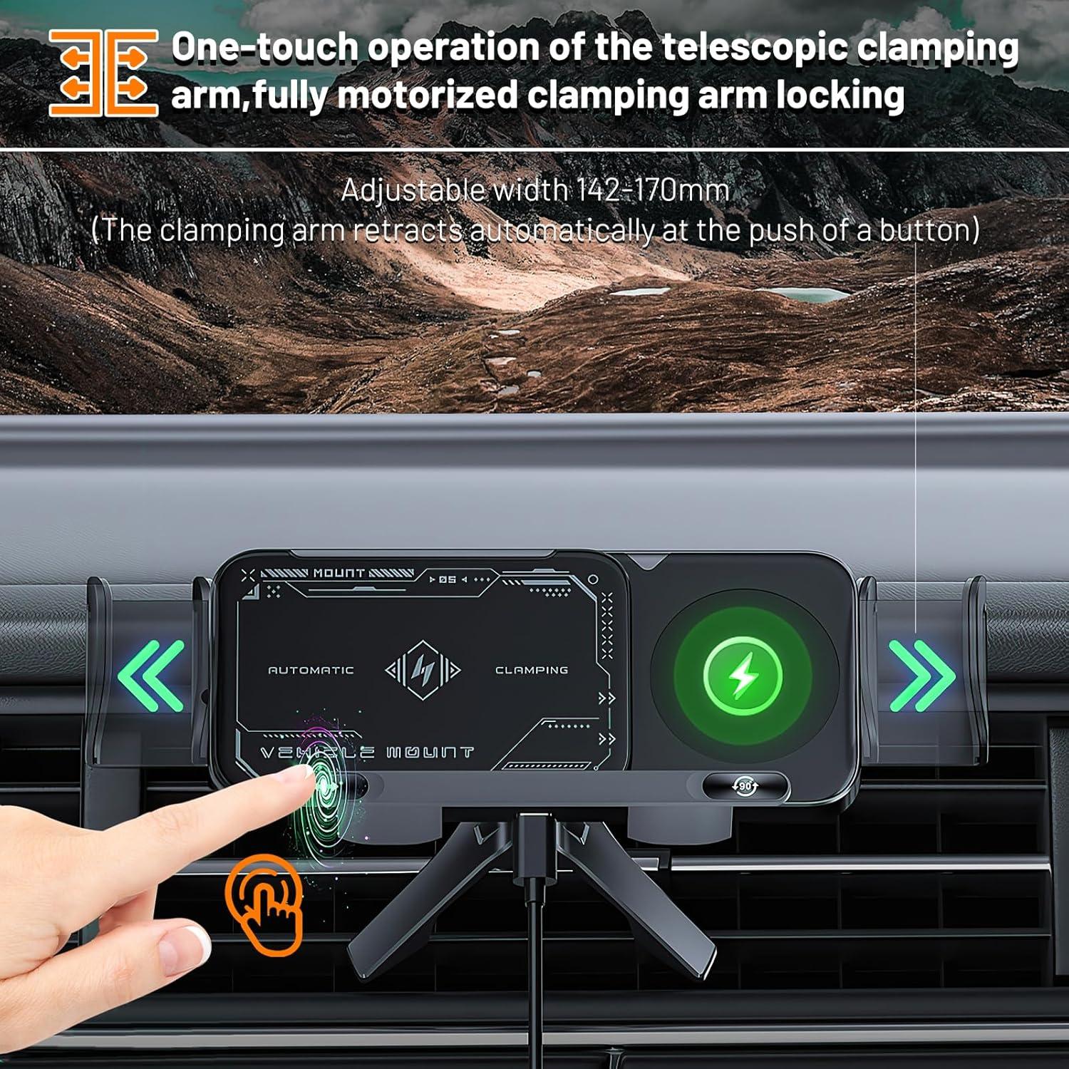 Soporte de Teléfono Móvil 2 en 1 MAROJEIF Cargador Rápido Negro