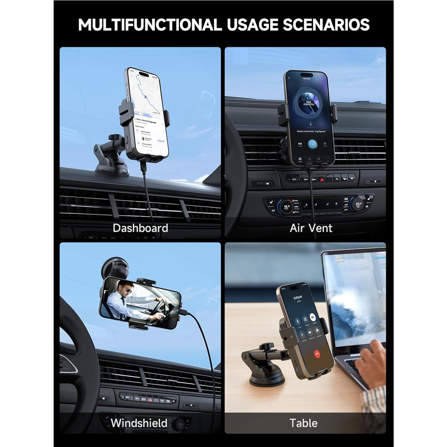 Cargador Inalámbrico para Auto MOKPR 15W con Sujeción Automática