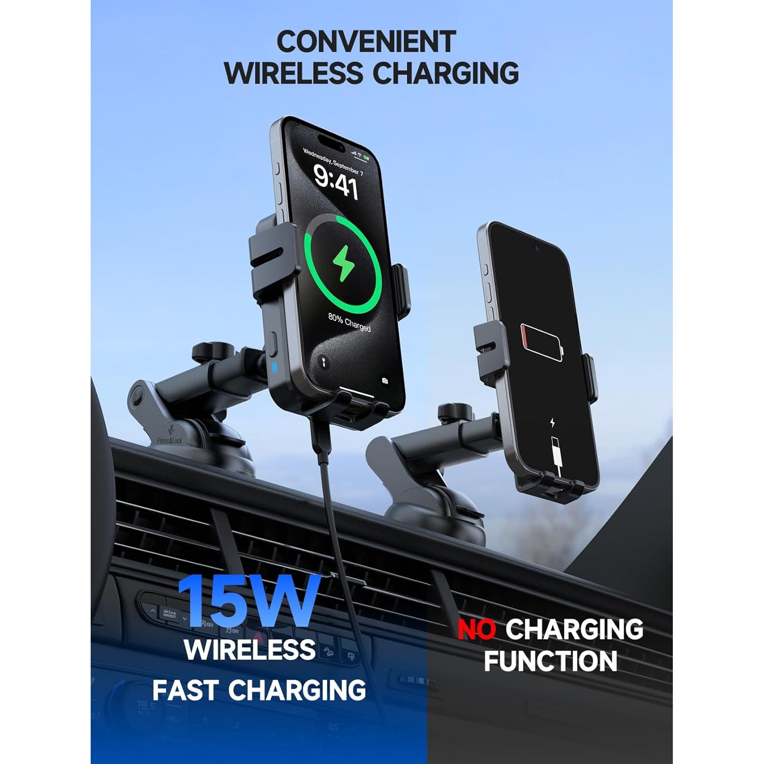 Cargador Inalámbrico para Auto MOKPR 15W con Sujeción Automática