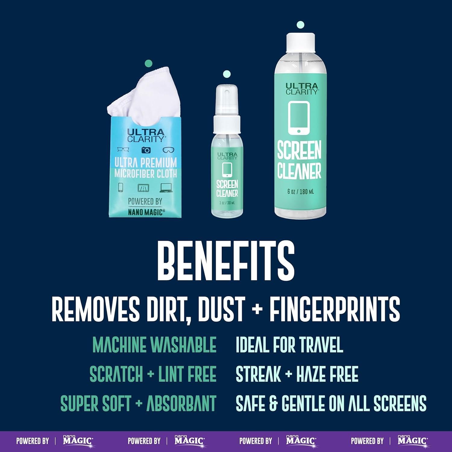 Limpiador de Pantallas Ultra Clarity 198g - Spray + Recarga + Paño