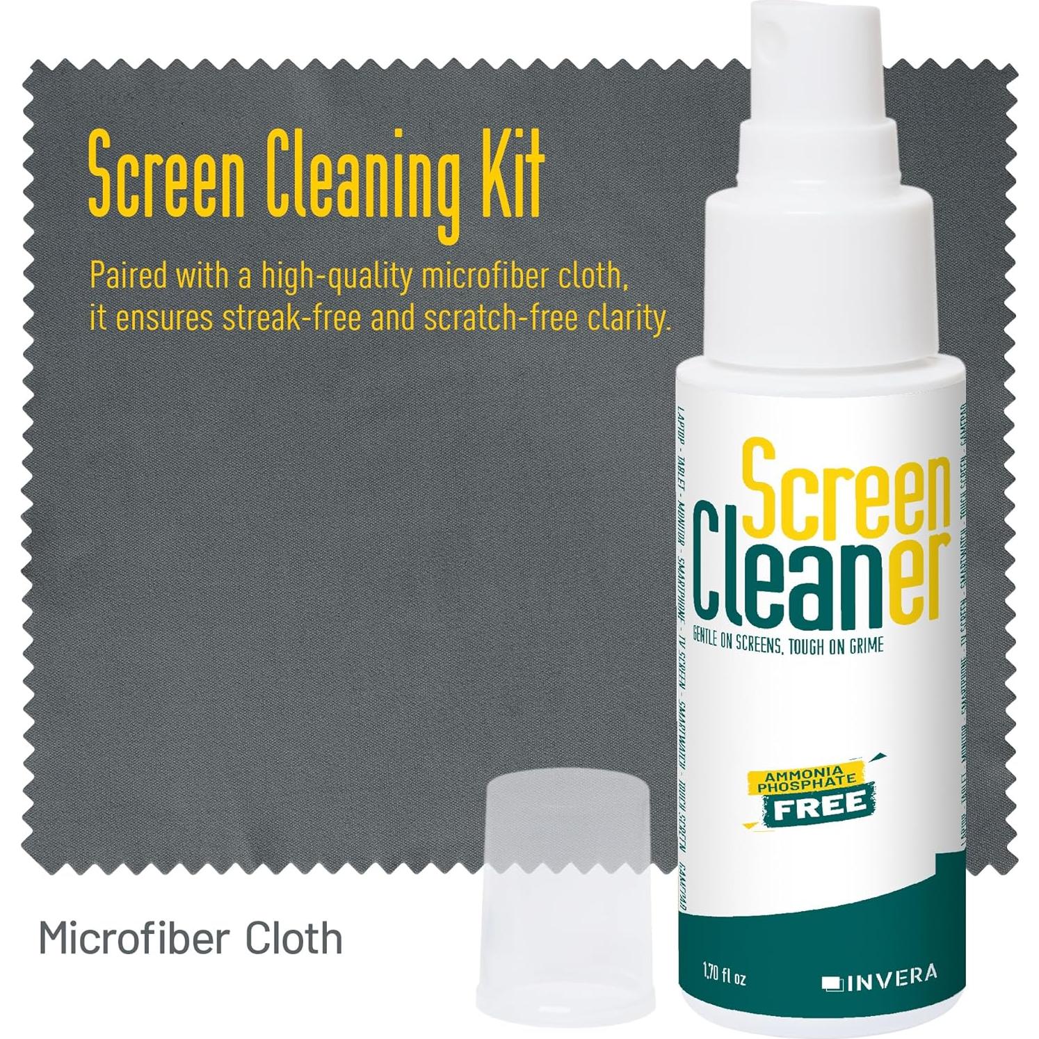 Spray Limpiador de Pantallas INVERA con Paño Microfibra 70g