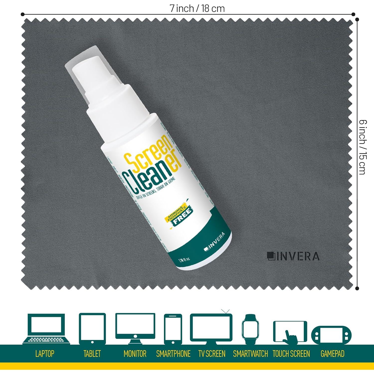 Spray Limpiador de Pantallas INVERA con Paño Microfibra 70g