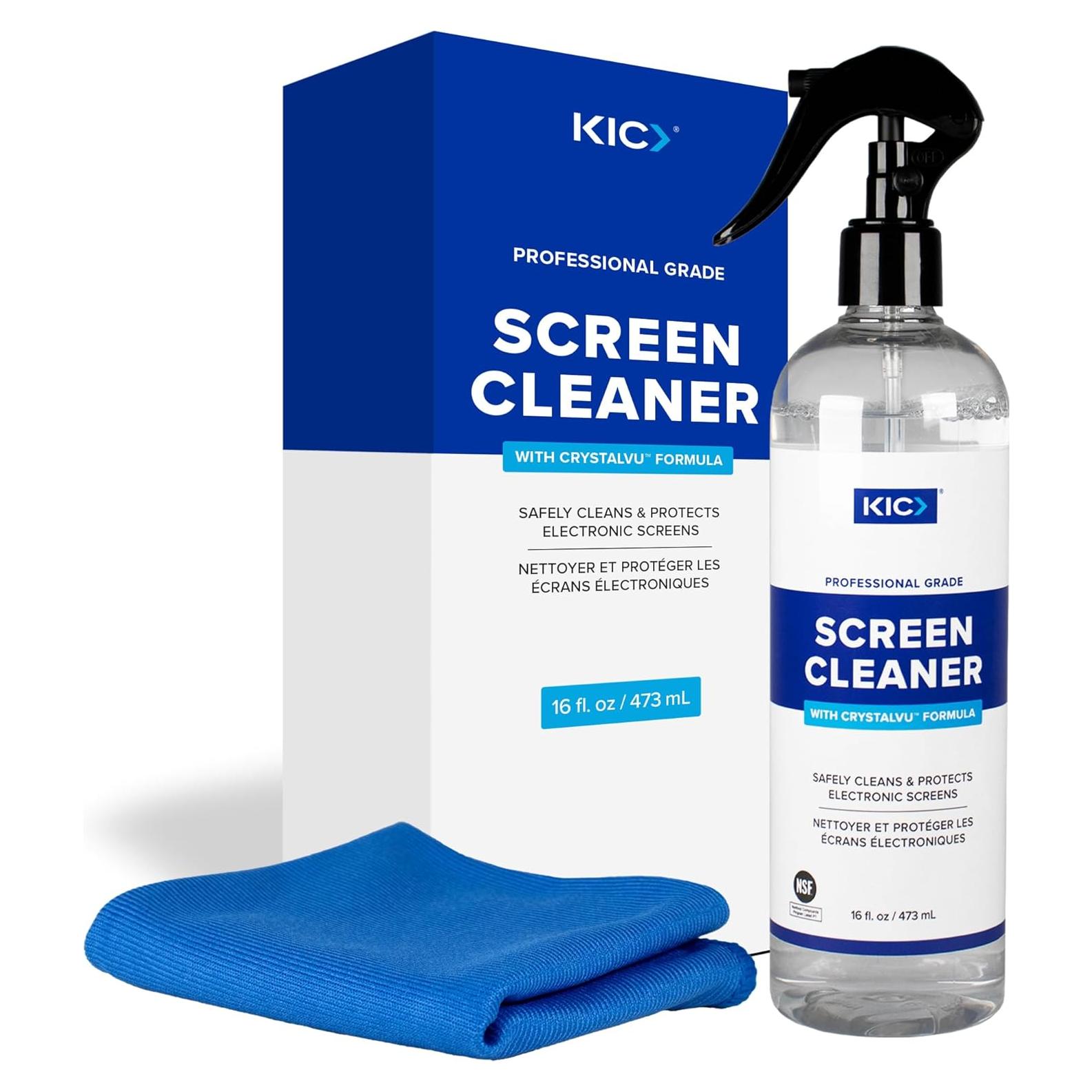 Limpiador de Pantallas KICTeam 473mL con Paño Microfibra 40x40cm