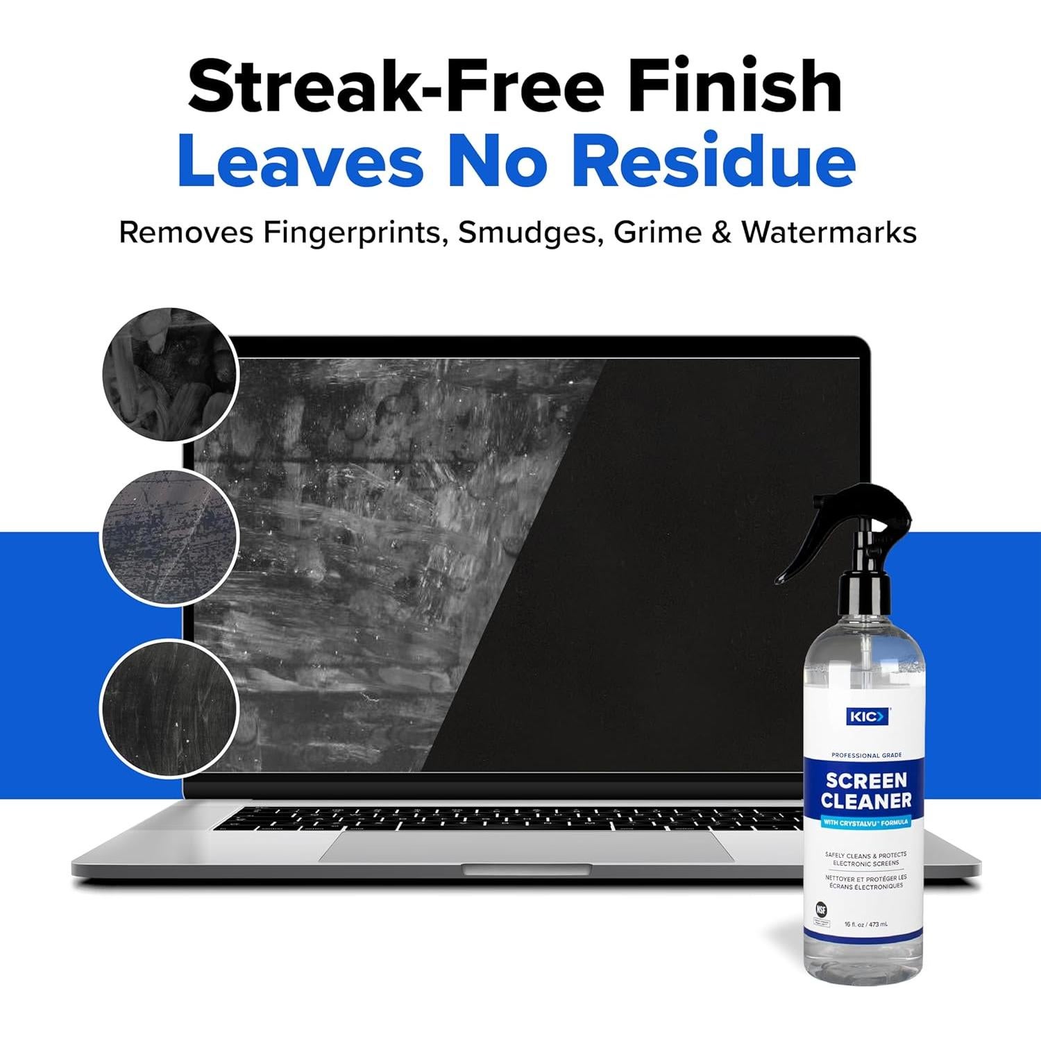 Limpiador de Pantallas KICTeam 473mL con Paño Microfibra 40x40cm