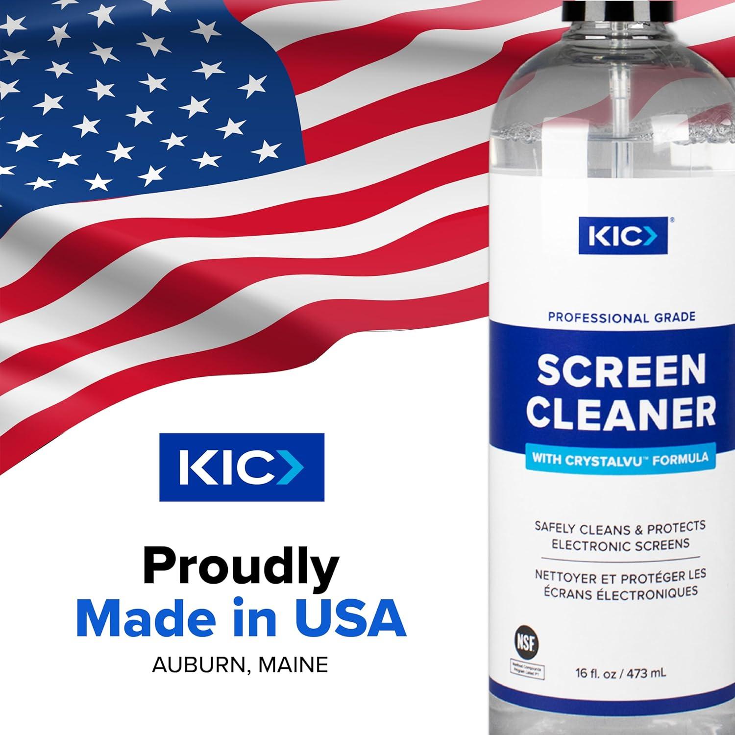 Limpiador de Pantallas KICTeam 473mL con Paño Microfibra 40x40cm