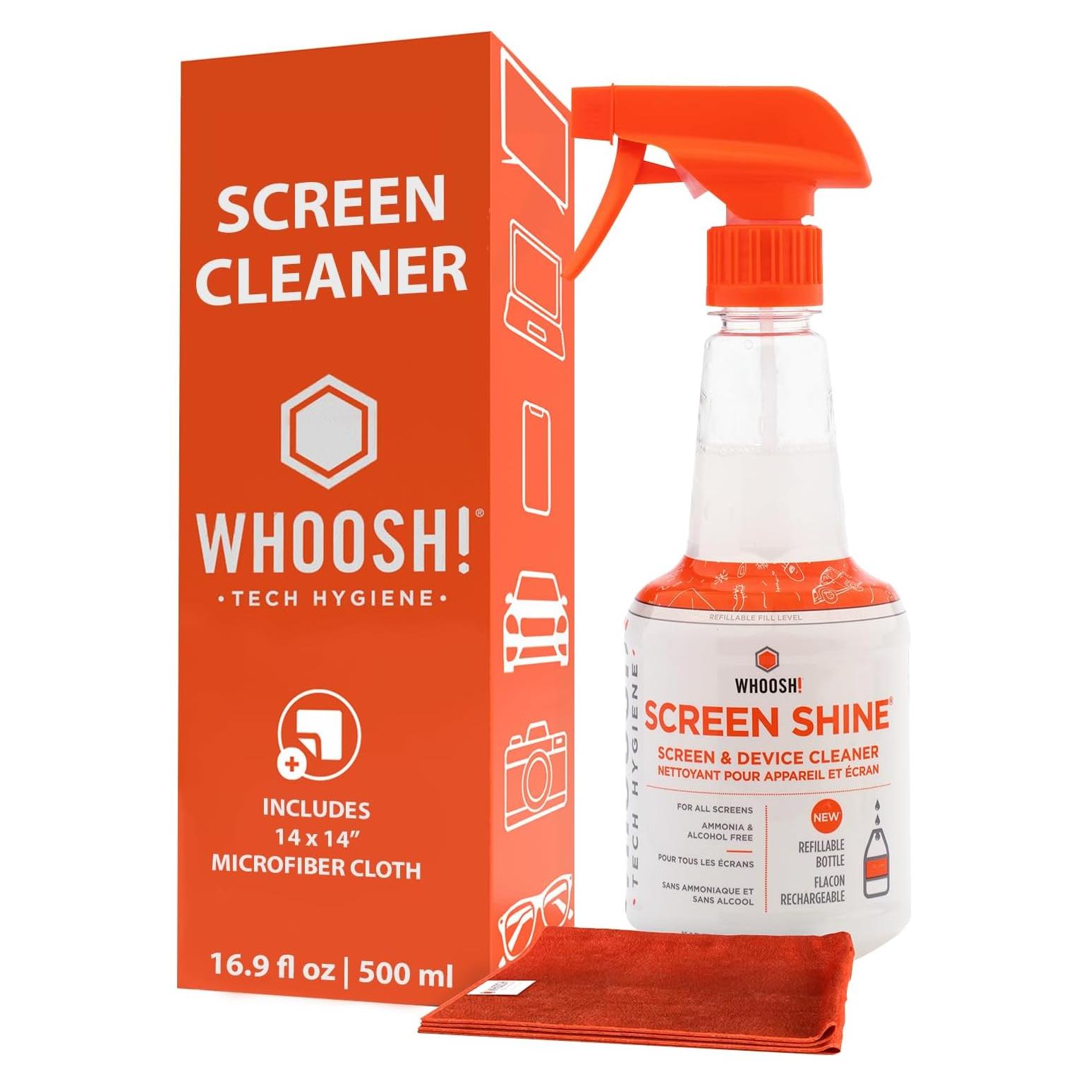 Limpiador de Pantallas WHOOSH! Pro 500 ml con Paño Microfibra