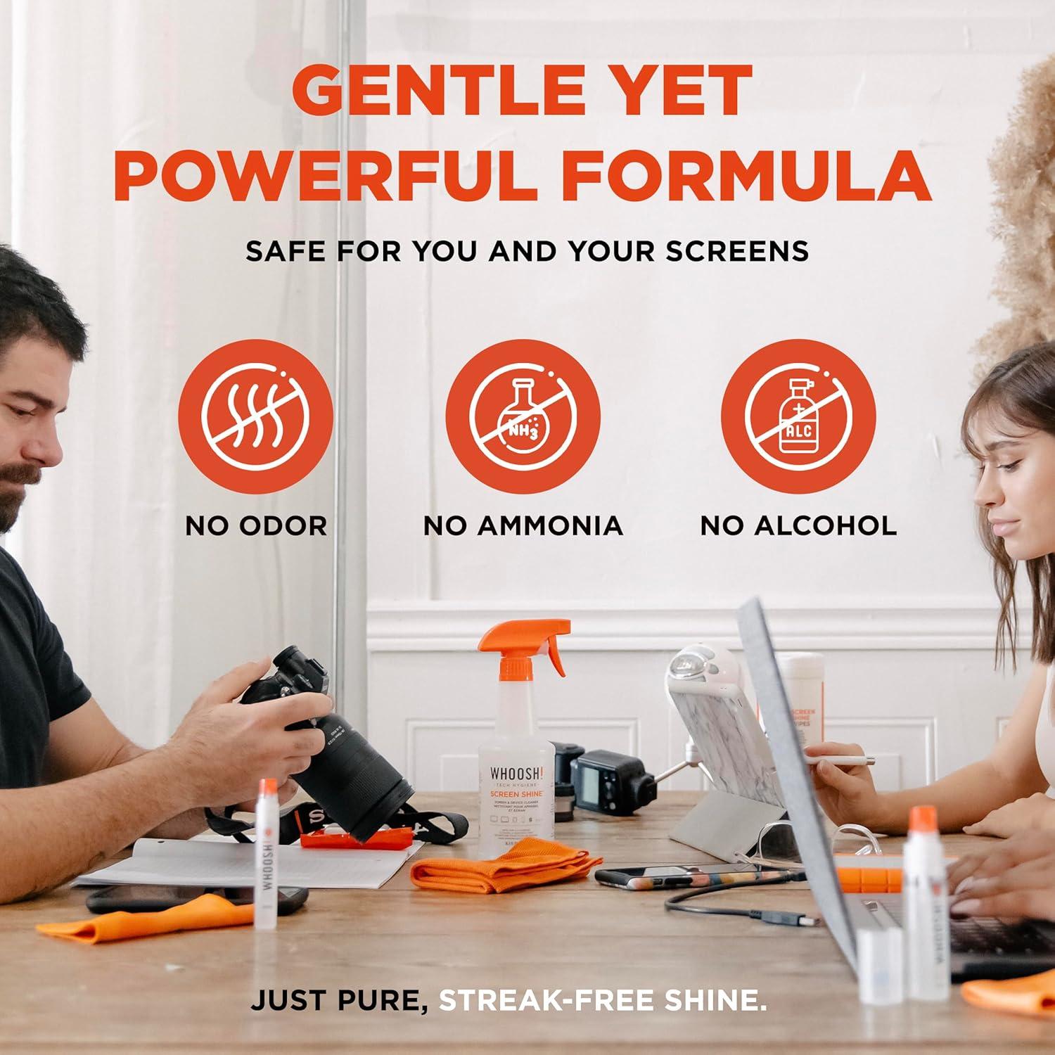 Limpiador de Pantallas WHOOSH! Pro 500 ml con Paño Microfibra