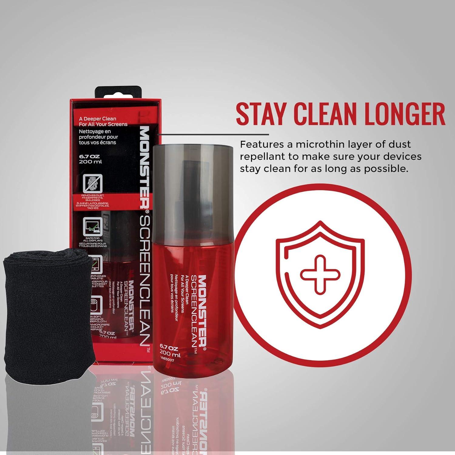 Kit Limpiador de Pantallas Monster 189.94 ml con Paño Microfibra