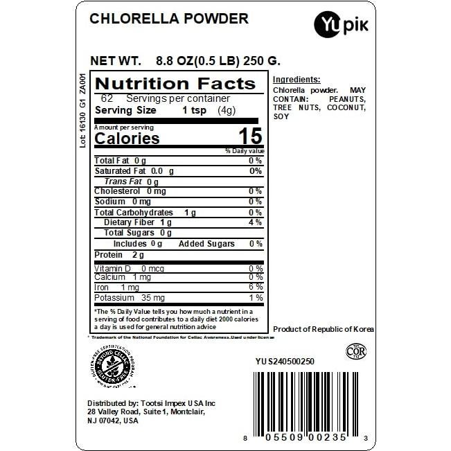 Polvo de Chlorella Yupik 249g - Superfood Nutritivo