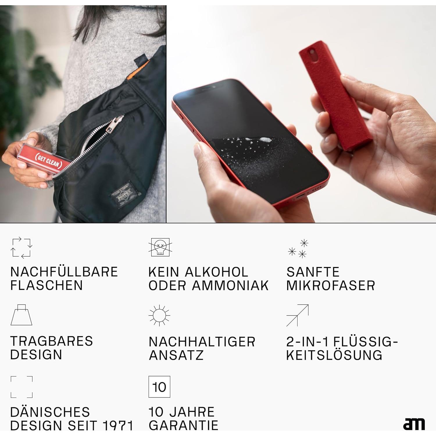 Limpiador de Pantallas AM 10.4 ml Sin Alcohol con Paño Microfibra