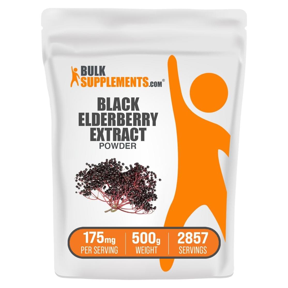 Polvo de Extracto de Saúco BulkSupplements 500g - Soporte Inmunológico