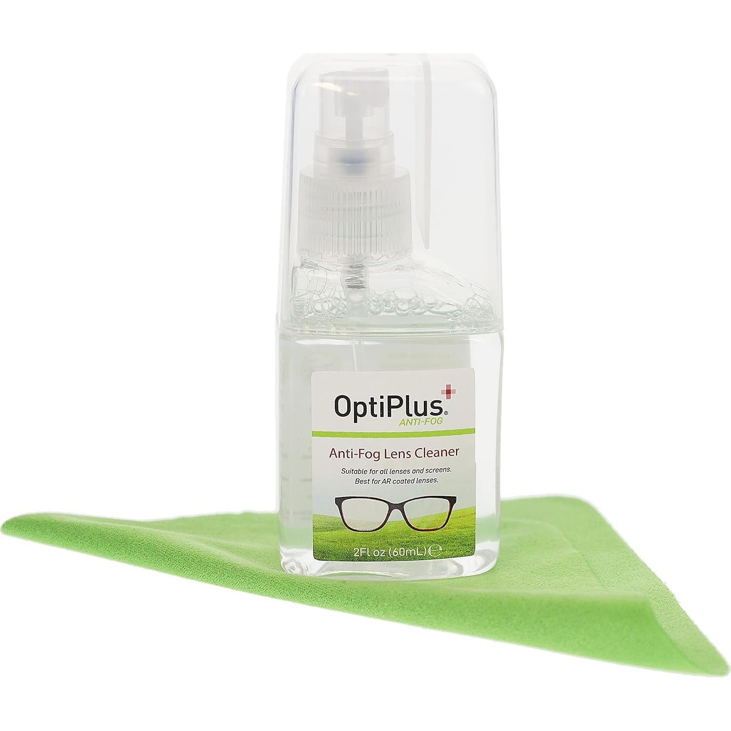 Kit de limpieza antiempañante OptiPlus 60ml con paño microfibra