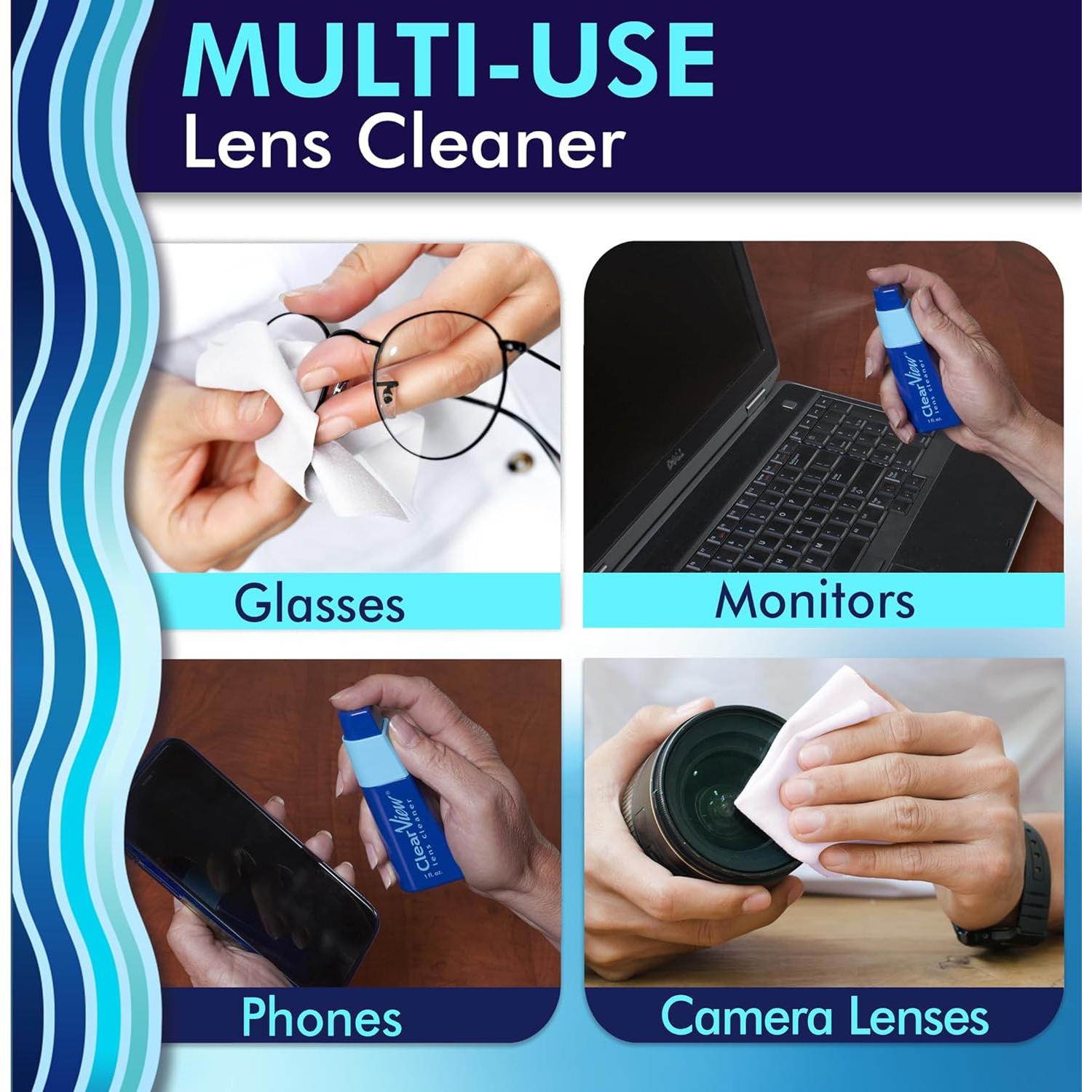 Kit de Limpiador de Lentes Clear View | 2 Botellas 236ml + Spray 30ml