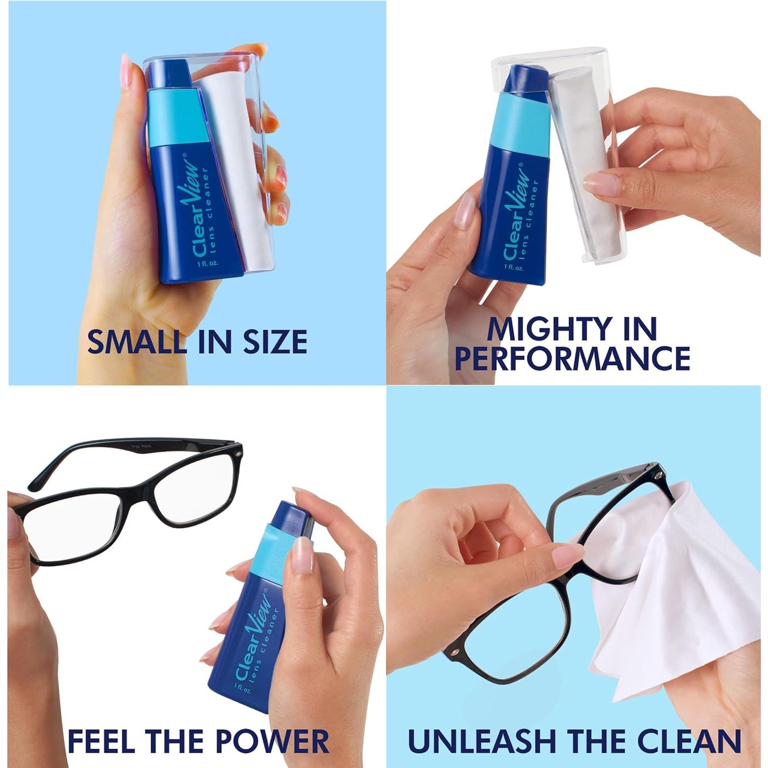 Kit de Limpiador de Lentes Clear View | 2 Botellas 236ml + Spray 30ml